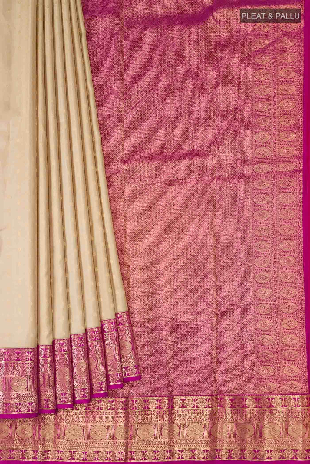 Beige Kanchipuram Silk Saree
