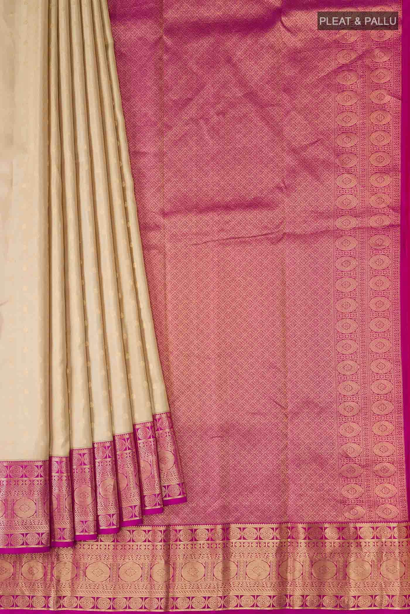 Beige Kanchipuram Silk Saree