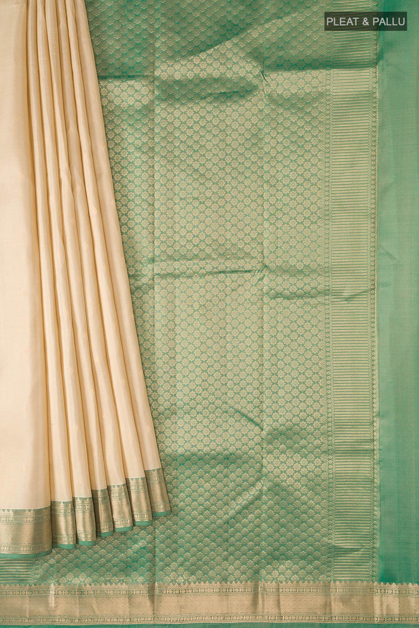 Beige Kanchipuram Silk Saree