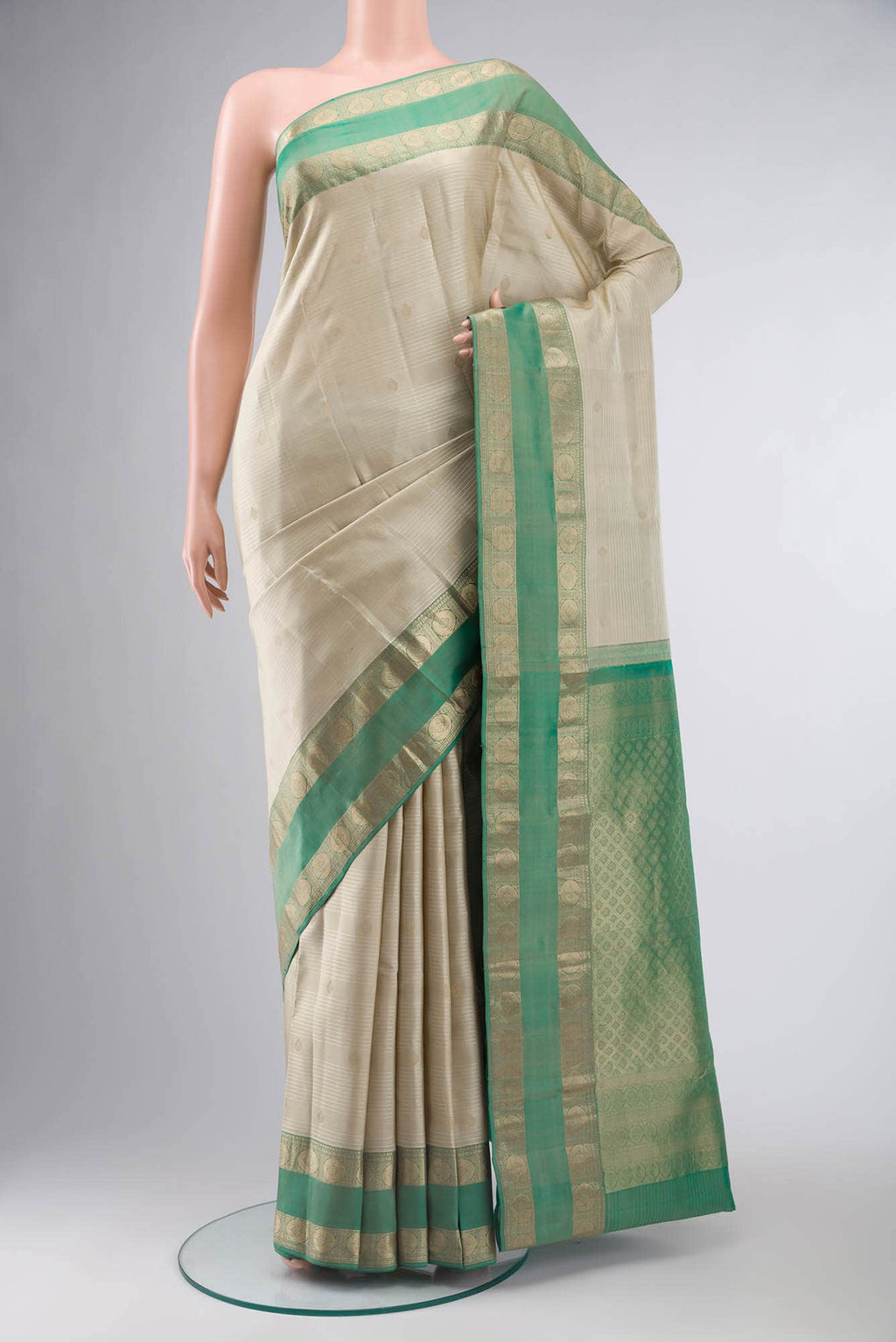Beige Kanchipuram Silk Saree