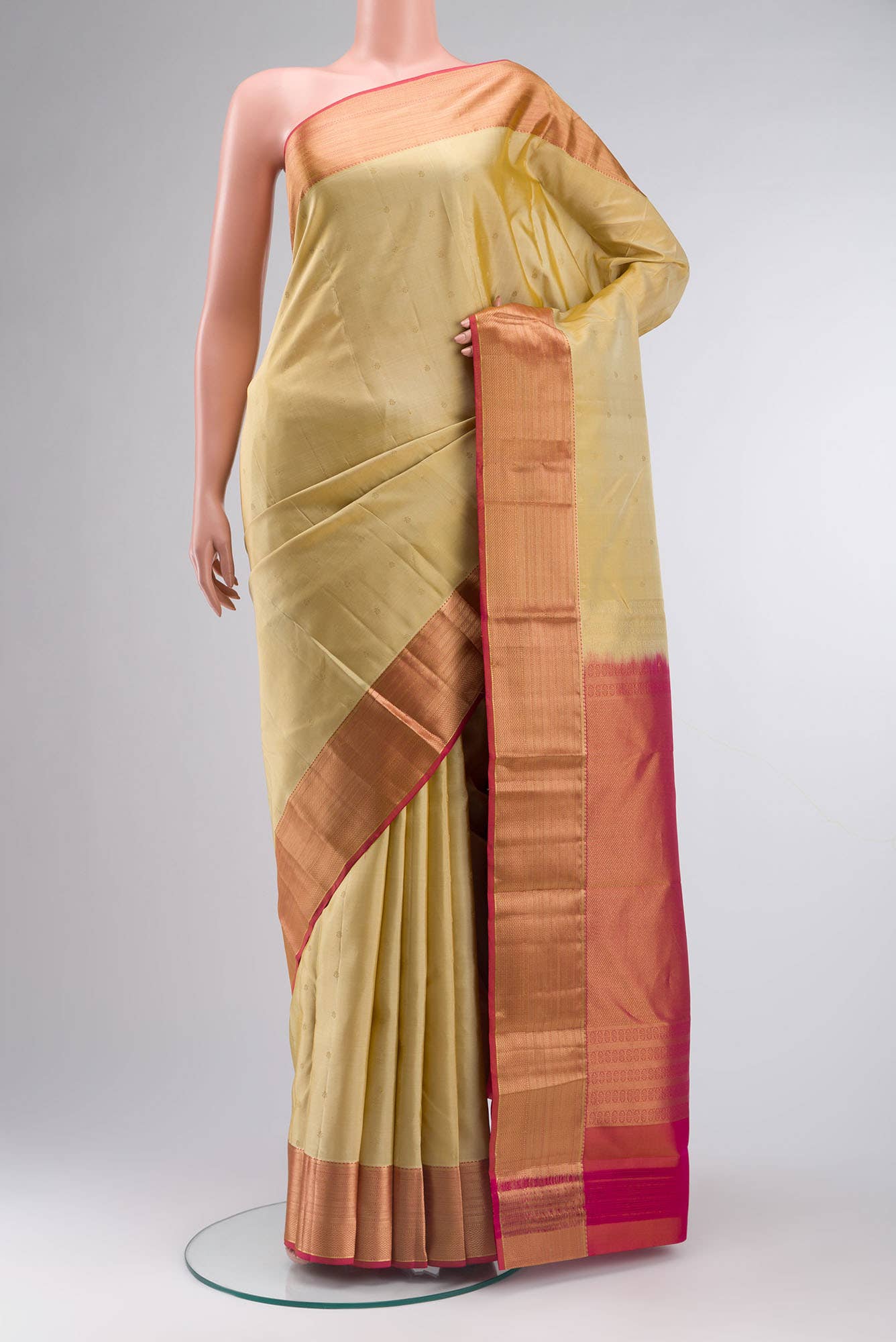 Beige Kanchipuram Silk Saree