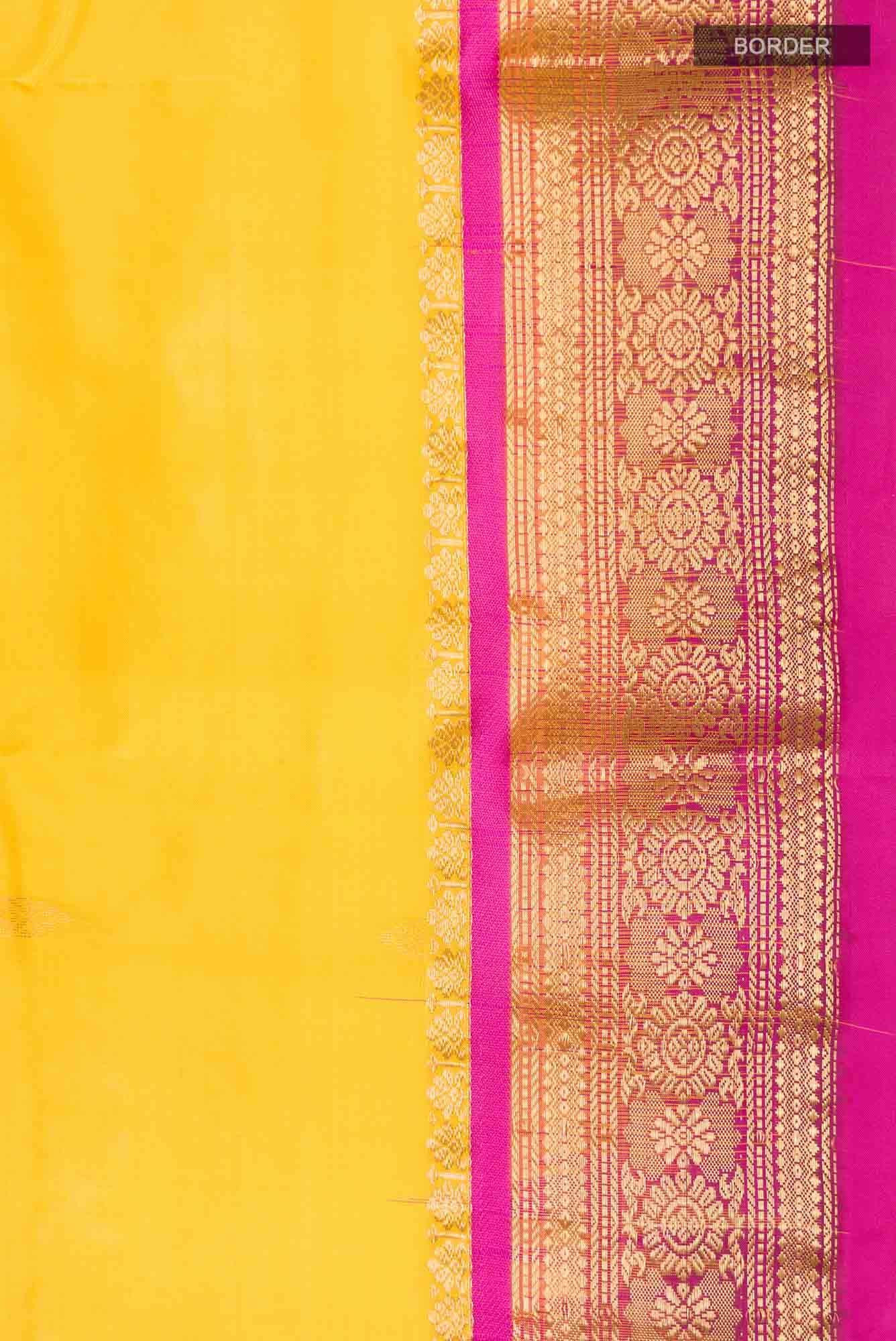 Yellow Bangalore Silk Saree