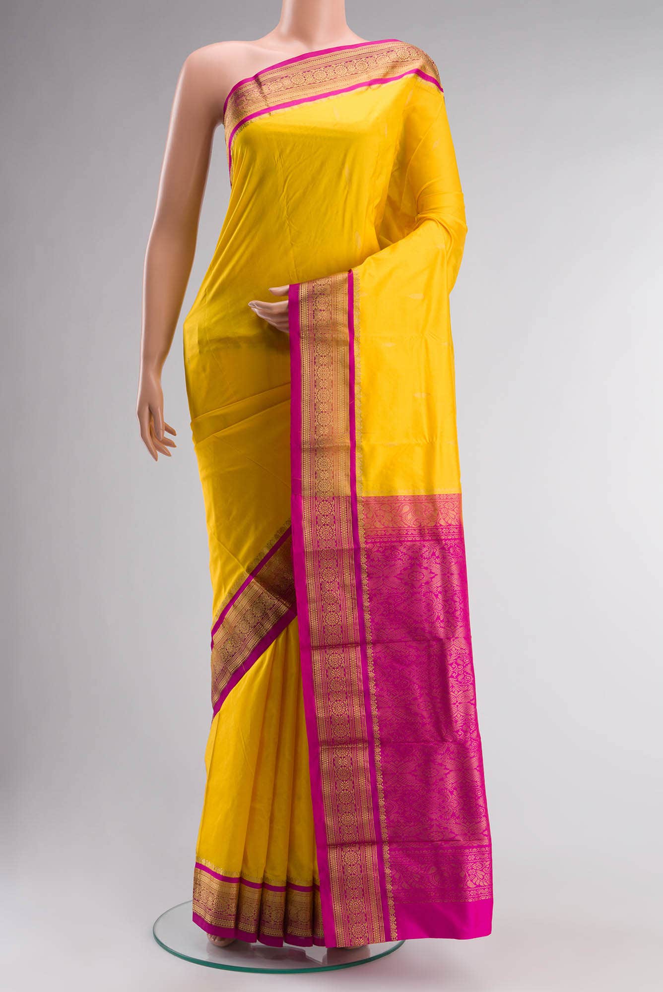 Yellow Bangalore Silk Saree