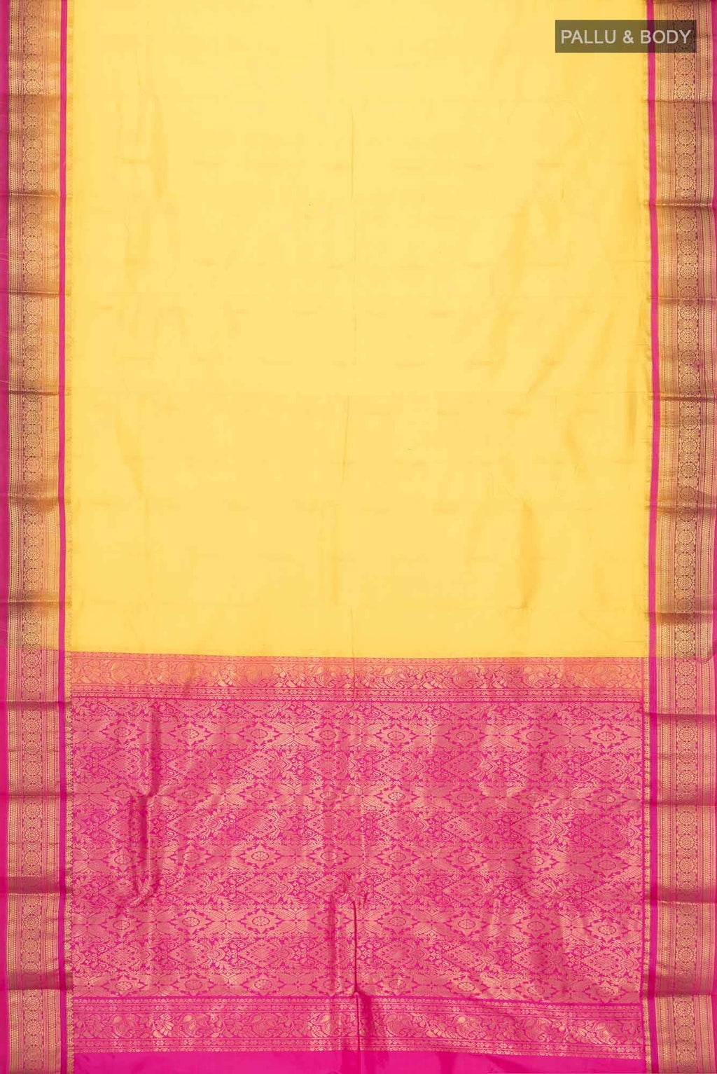 Yellow Bangalore Silk Saree