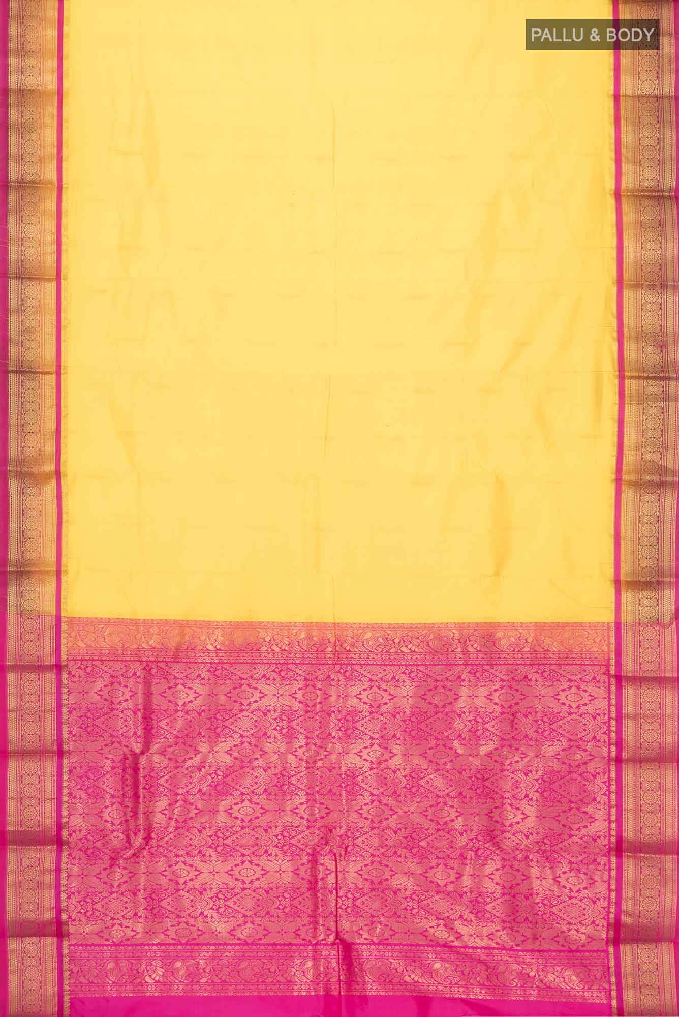 Yellow Bangalore Silk Saree