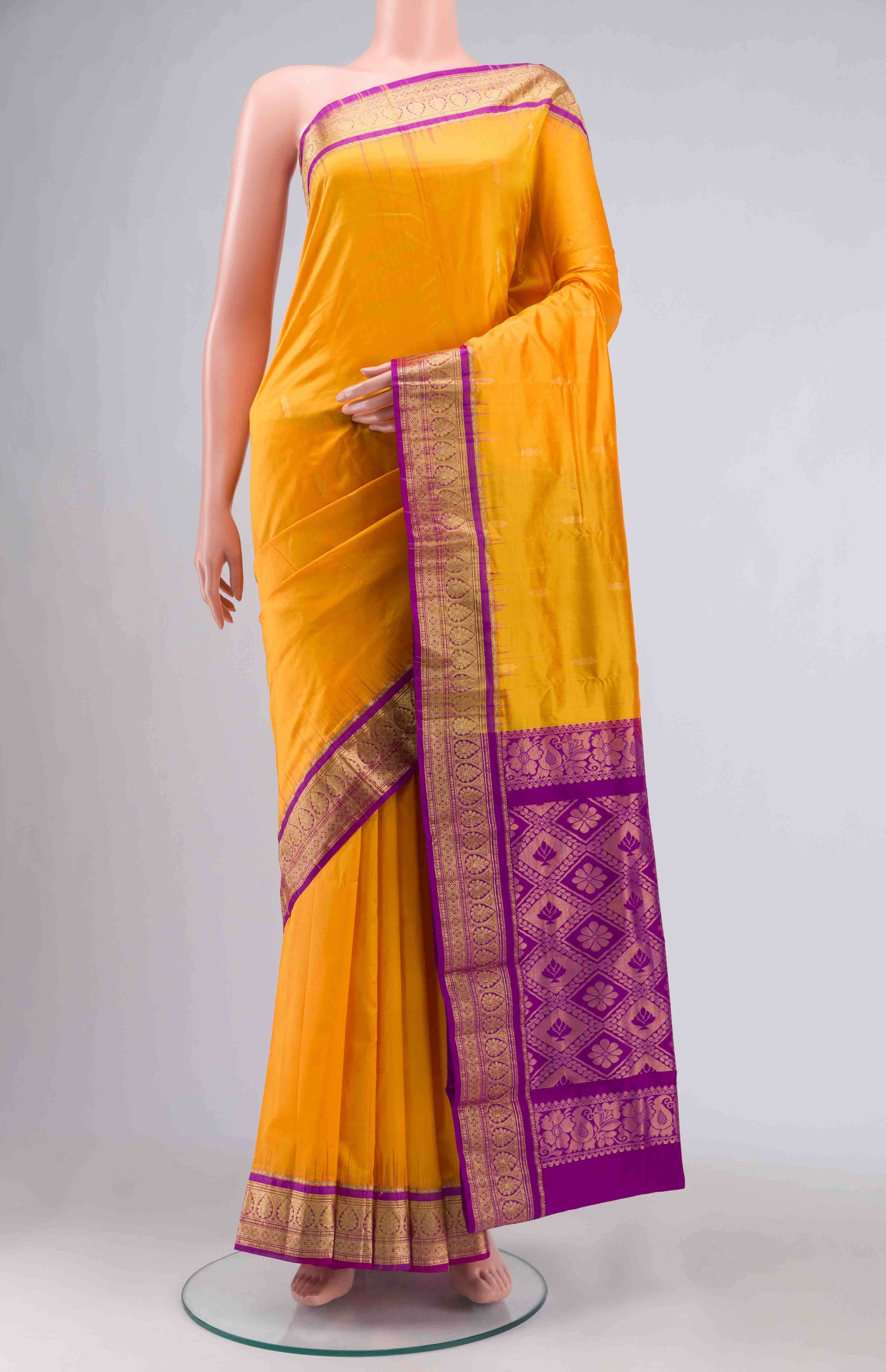 Orange Bangalore Silk Saree