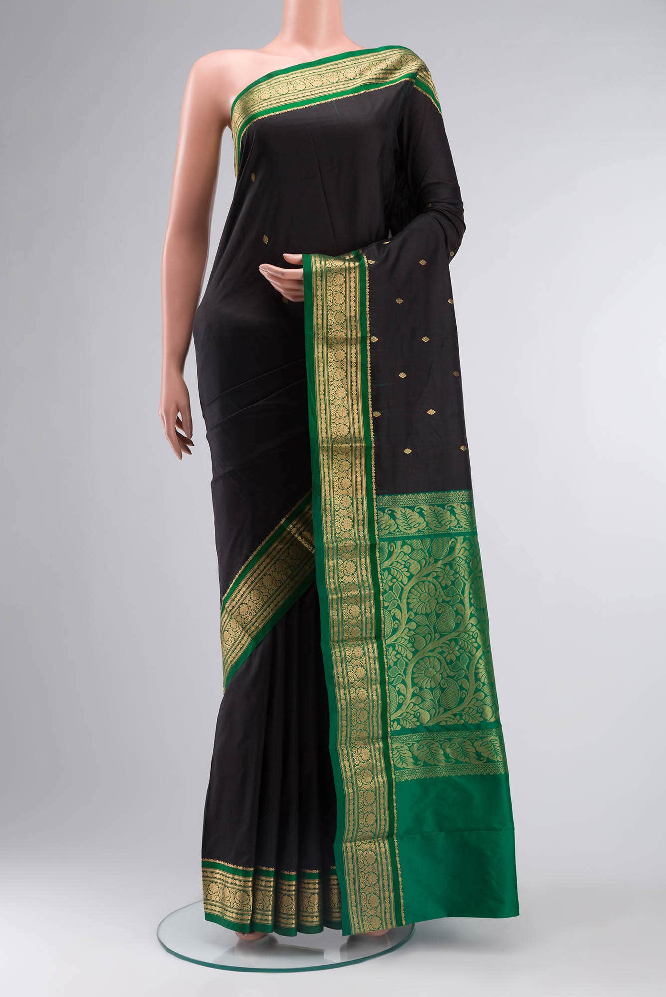 Black Bangalore Silk Saree