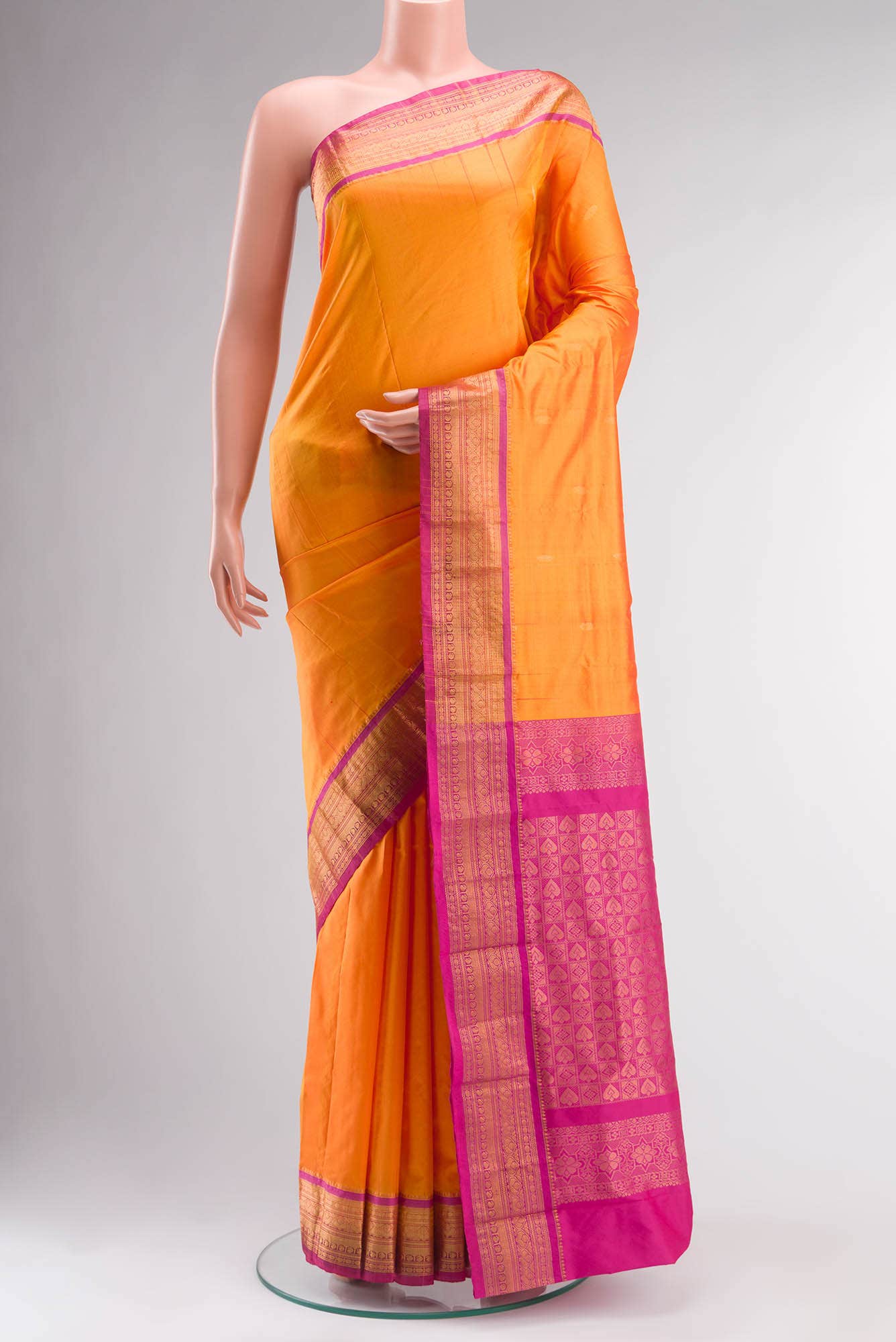 Orange Bangalore Silk Saree