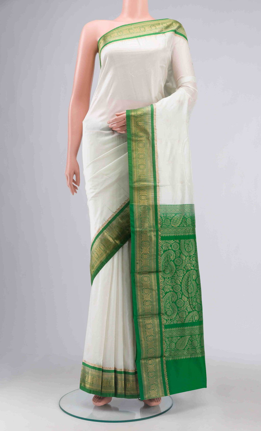 White Bangalore Silk Saree