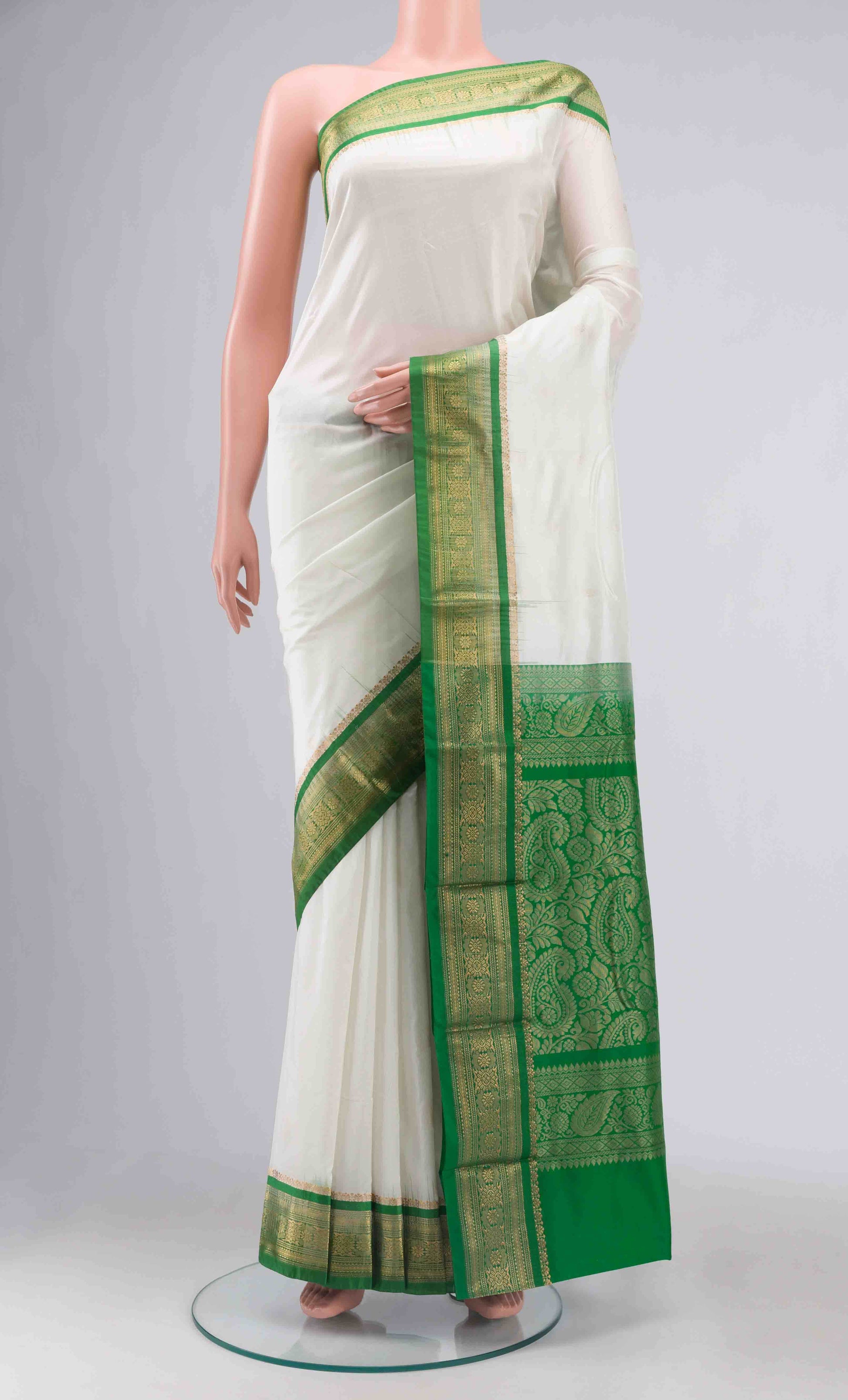 White Bangalore Silk Saree