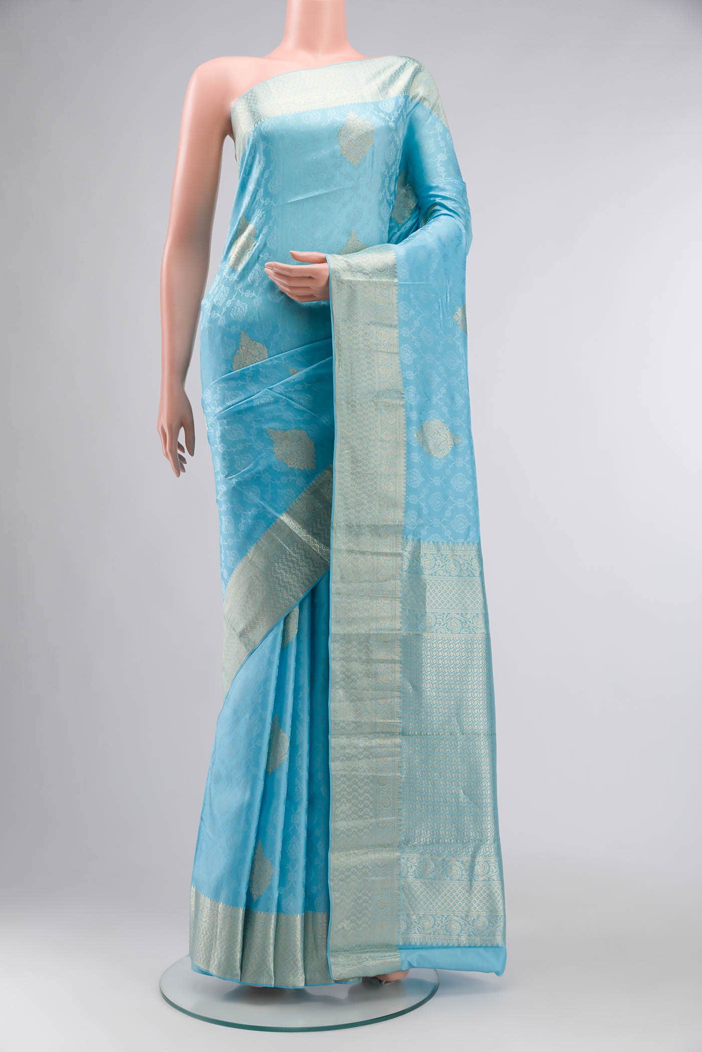 Sky Blue Bangalore Silk - kadyal Saree