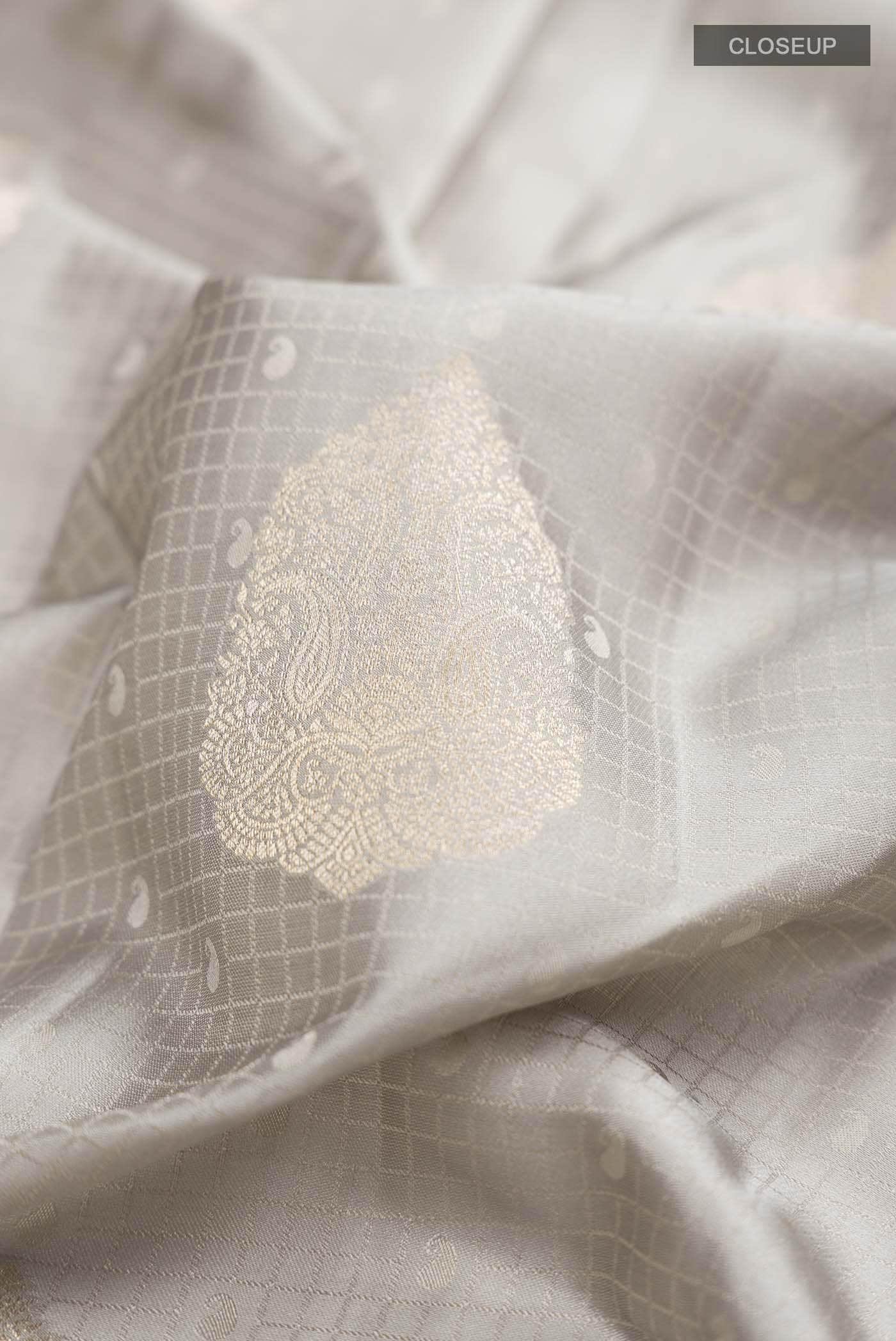 Grey Kanchipuram Silk Saree