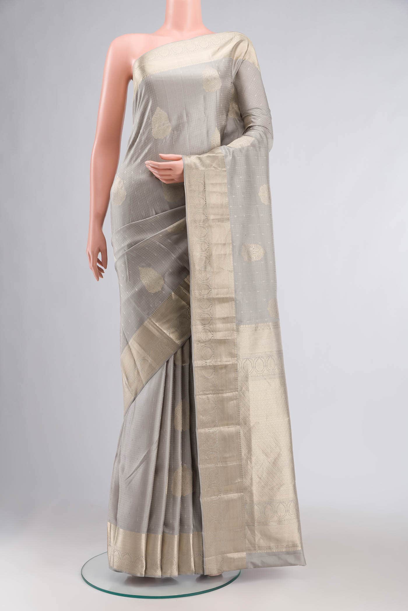 Grey Kanchipuram Silk Saree