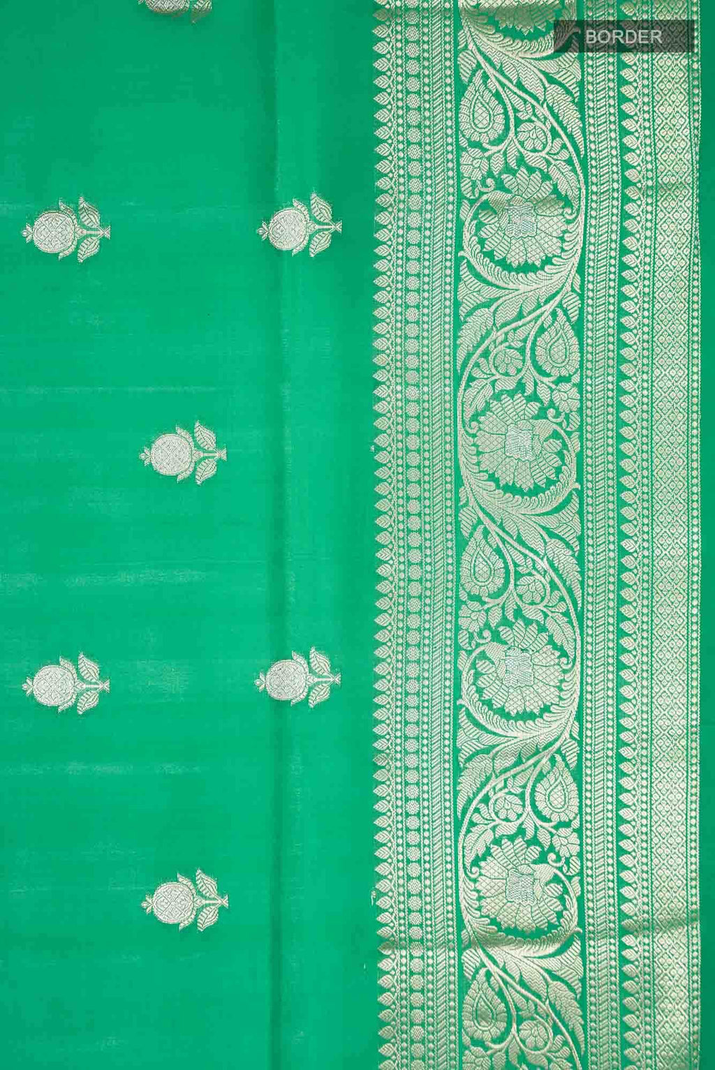Green Banarasi Raw Silk Saree