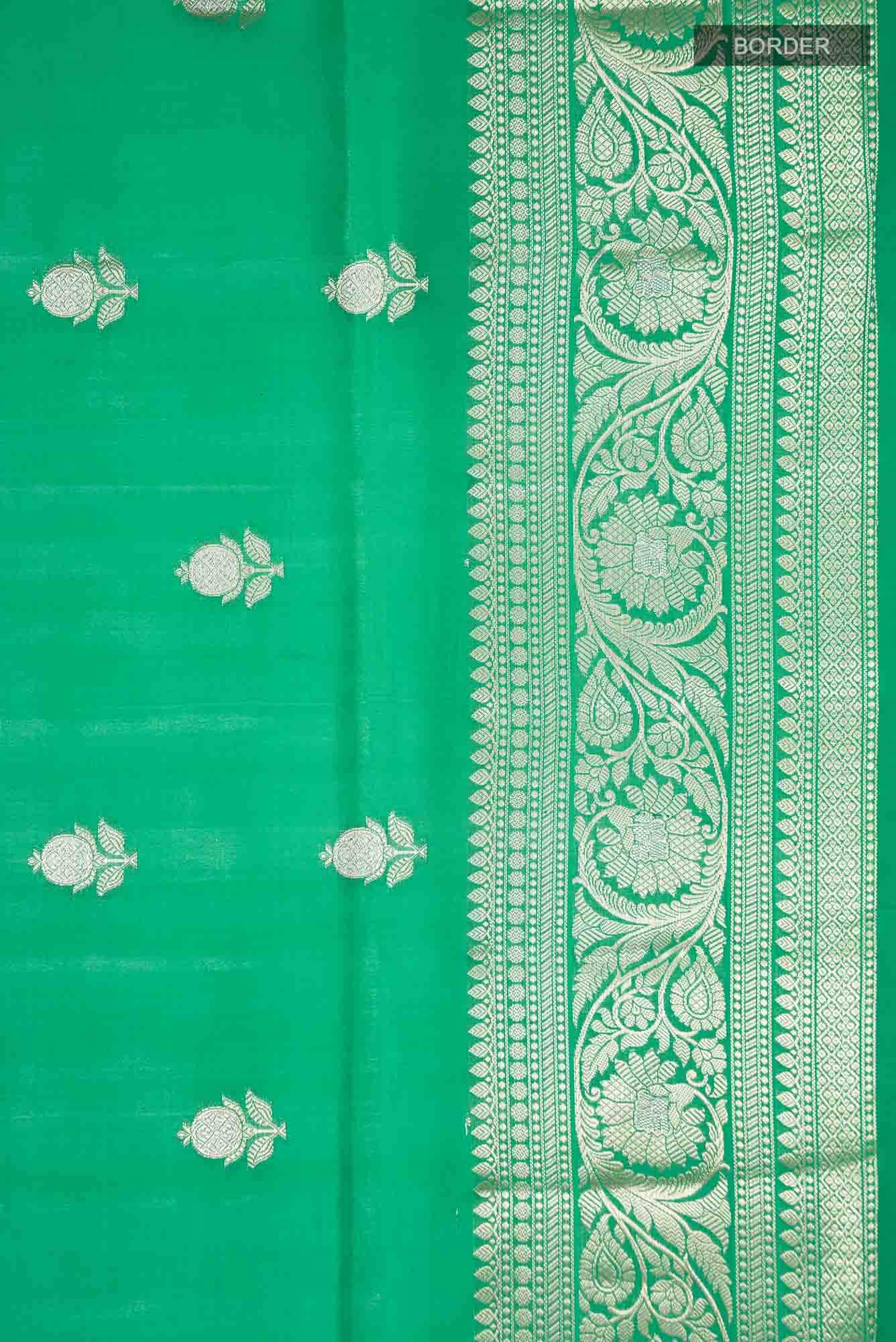 Green Banarasi Raw Silk Saree