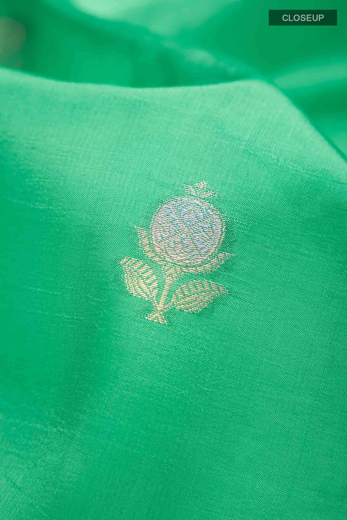 Green Banarasi Raw Silk Saree