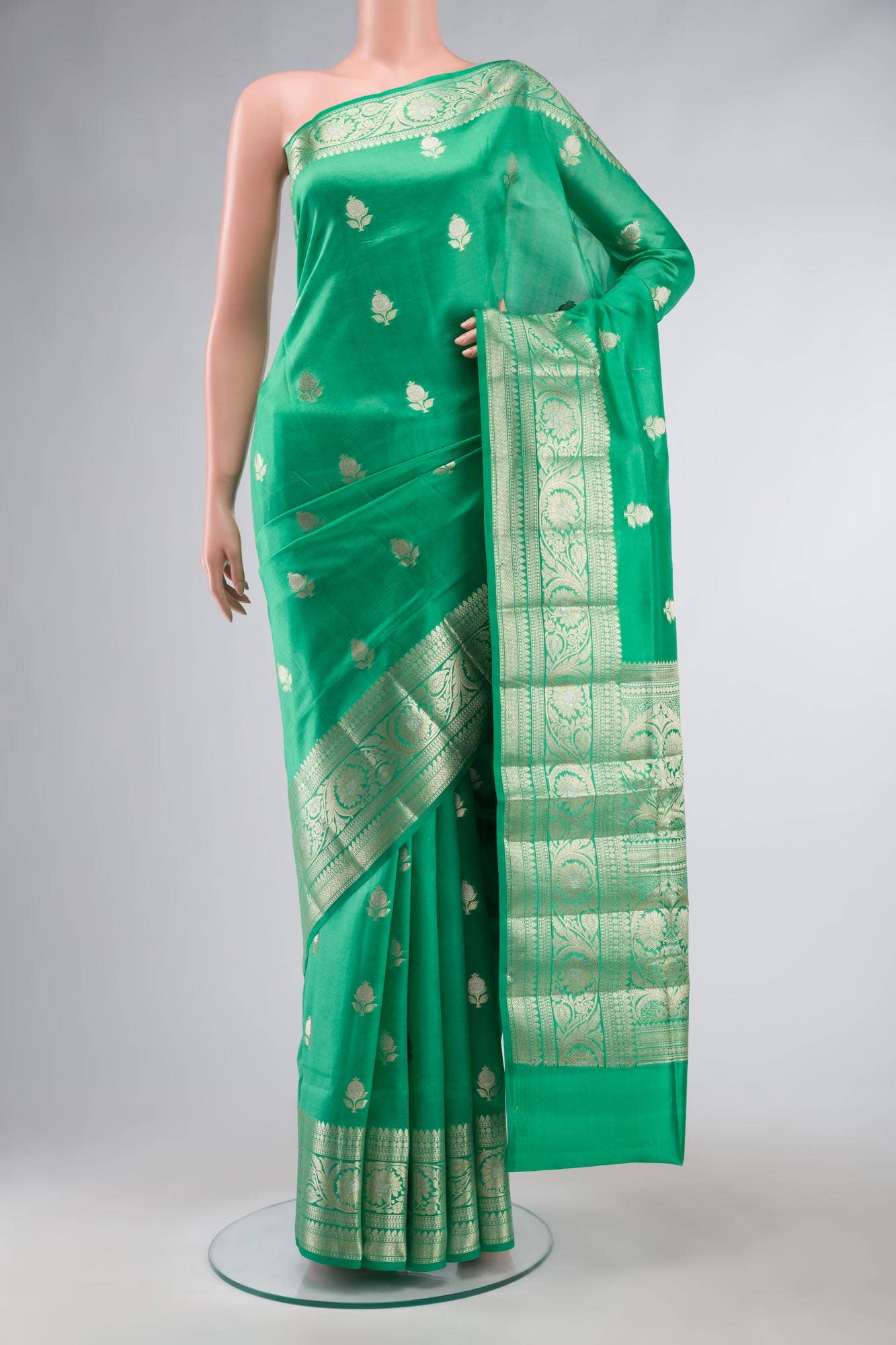Green Banarasi Raw Silk Saree