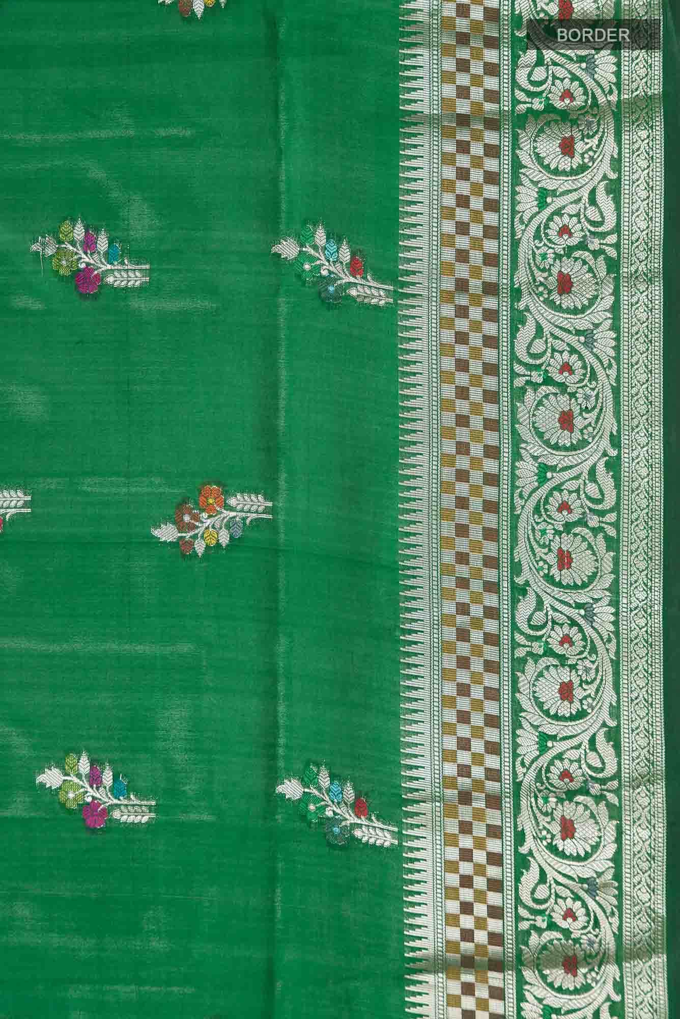 Green Banarasi Raw Silk Saree