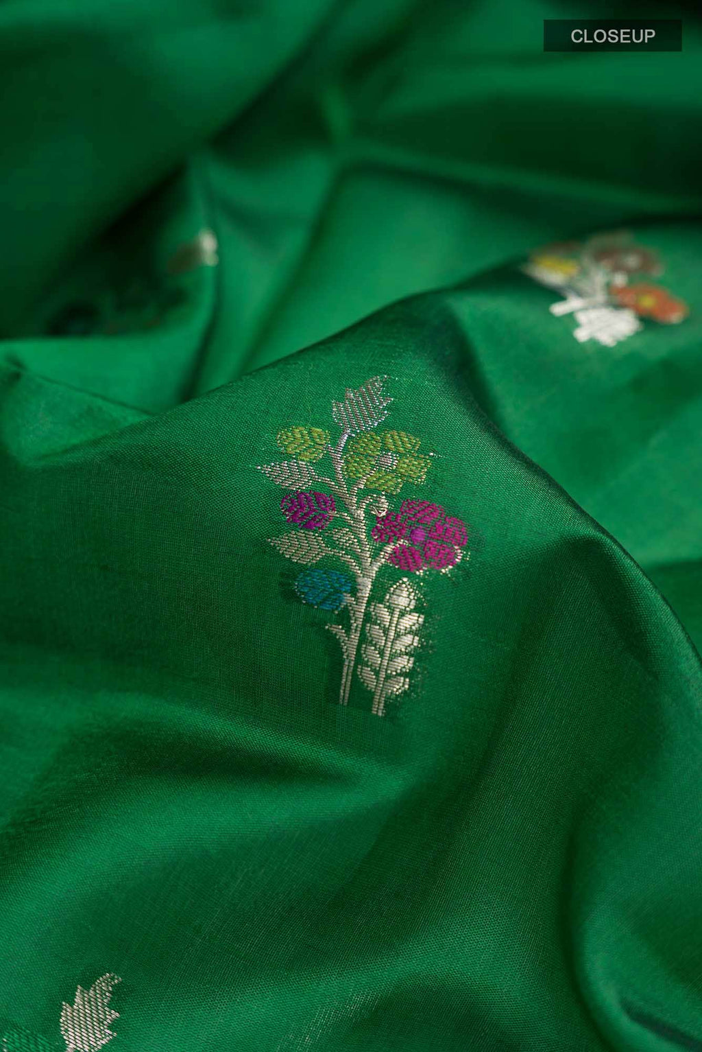Green Banarasi Raw Silk Saree