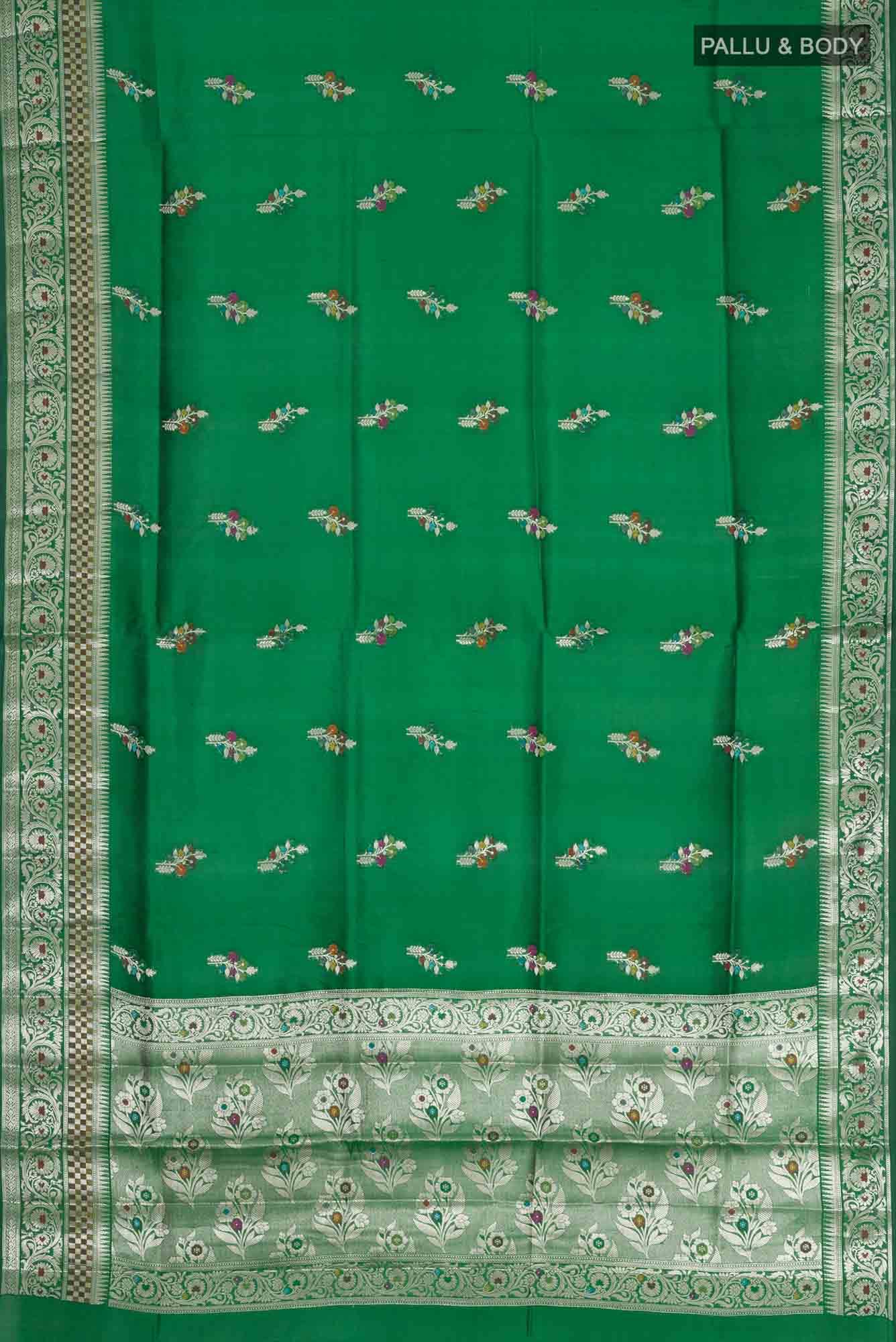 Green Banarasi Raw Silk Saree