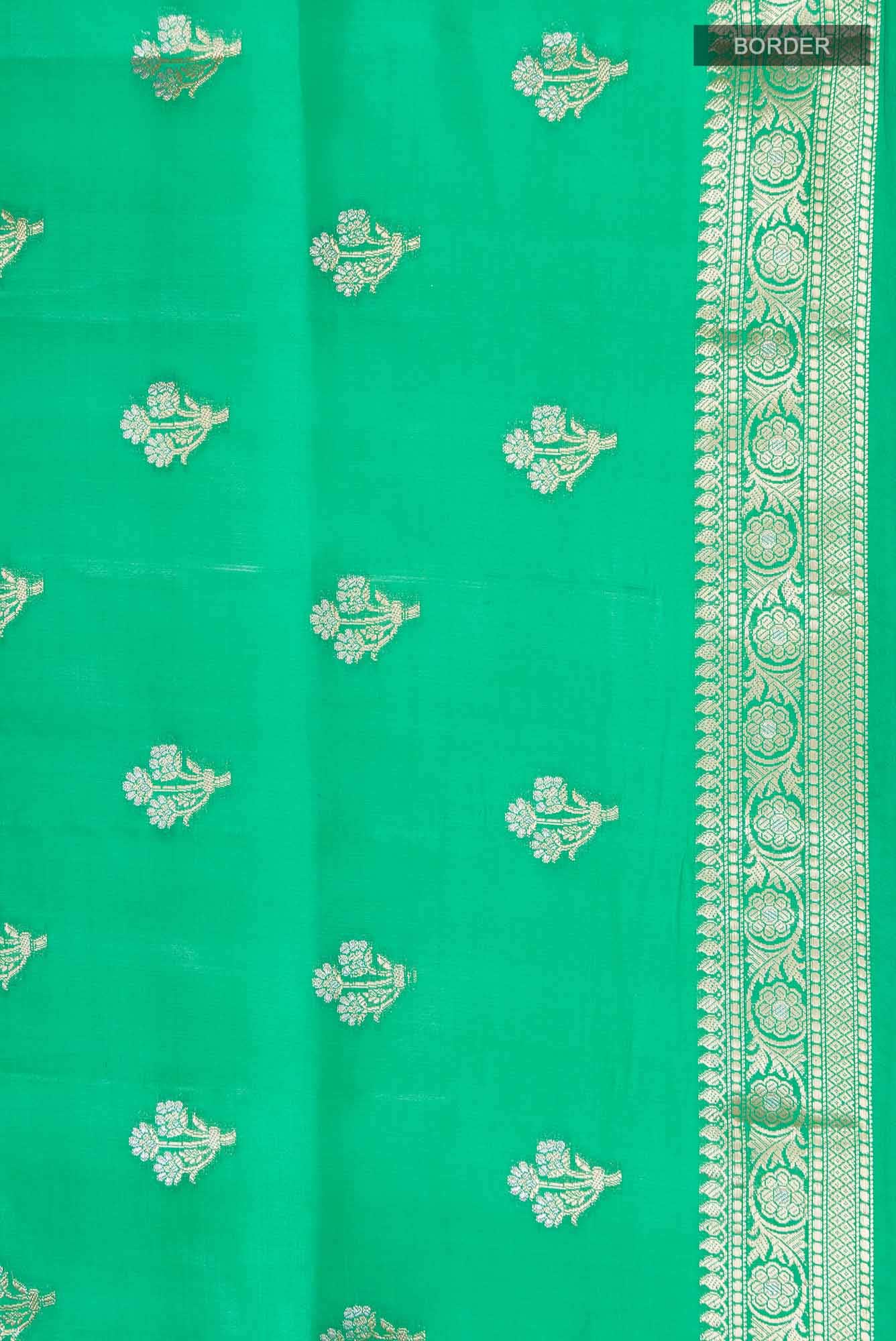 Green Banarasi Raw Silk Saree