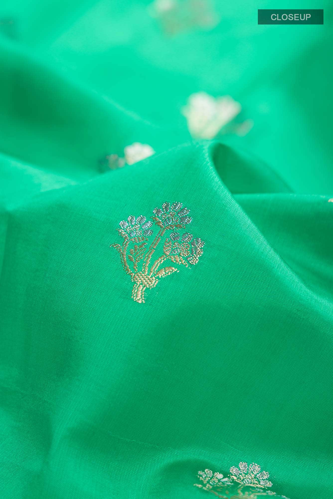 Green Banarasi Raw Silk Saree