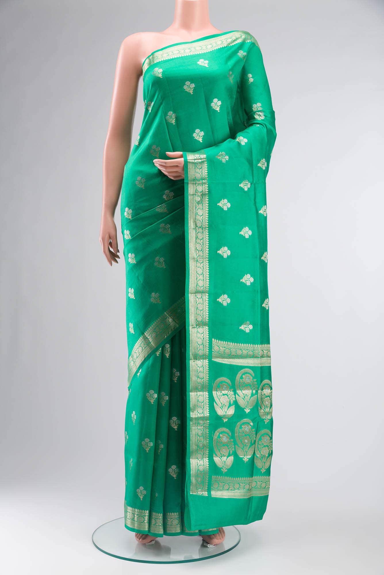 Green Banarasi Raw Silk Saree
