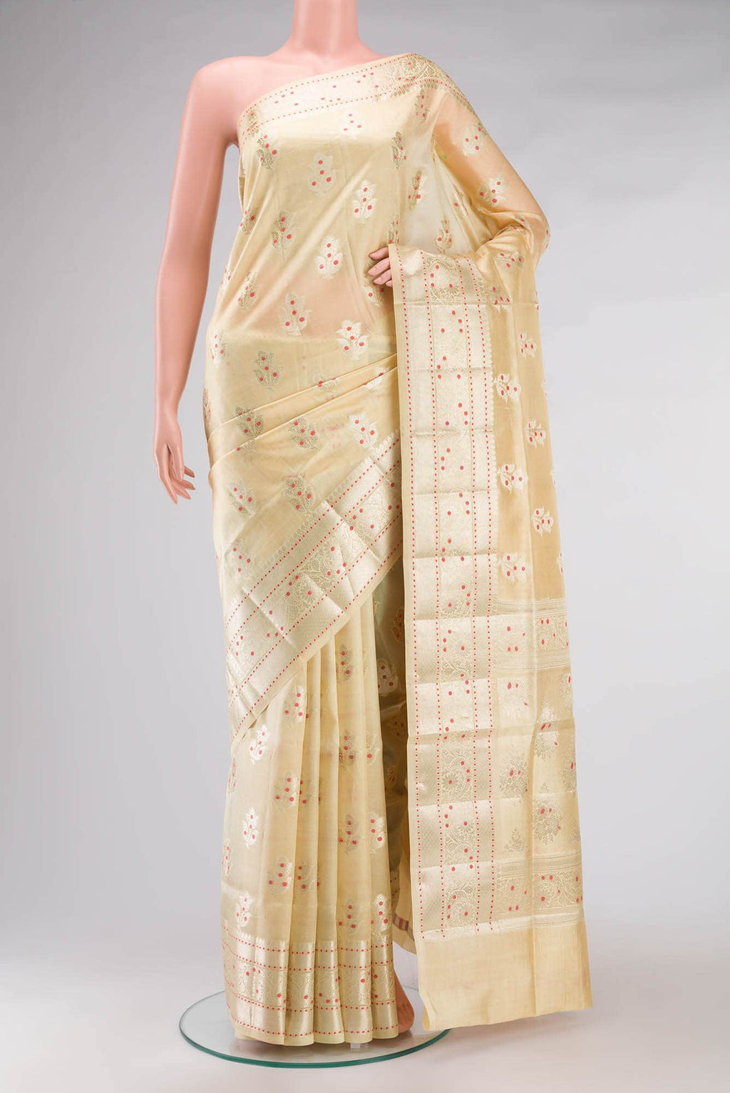 Beige Banarasi Raw Silk Saree