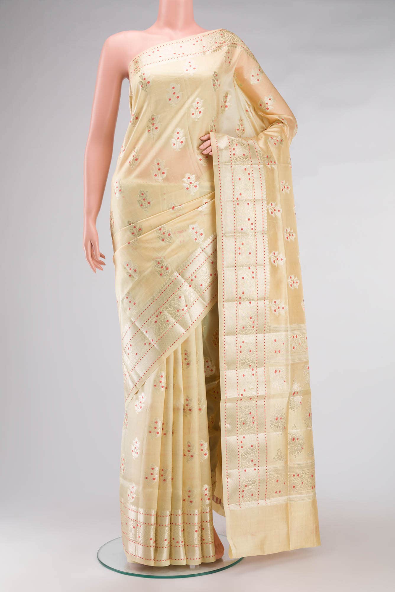 Beige Banarasi Raw Silk Saree