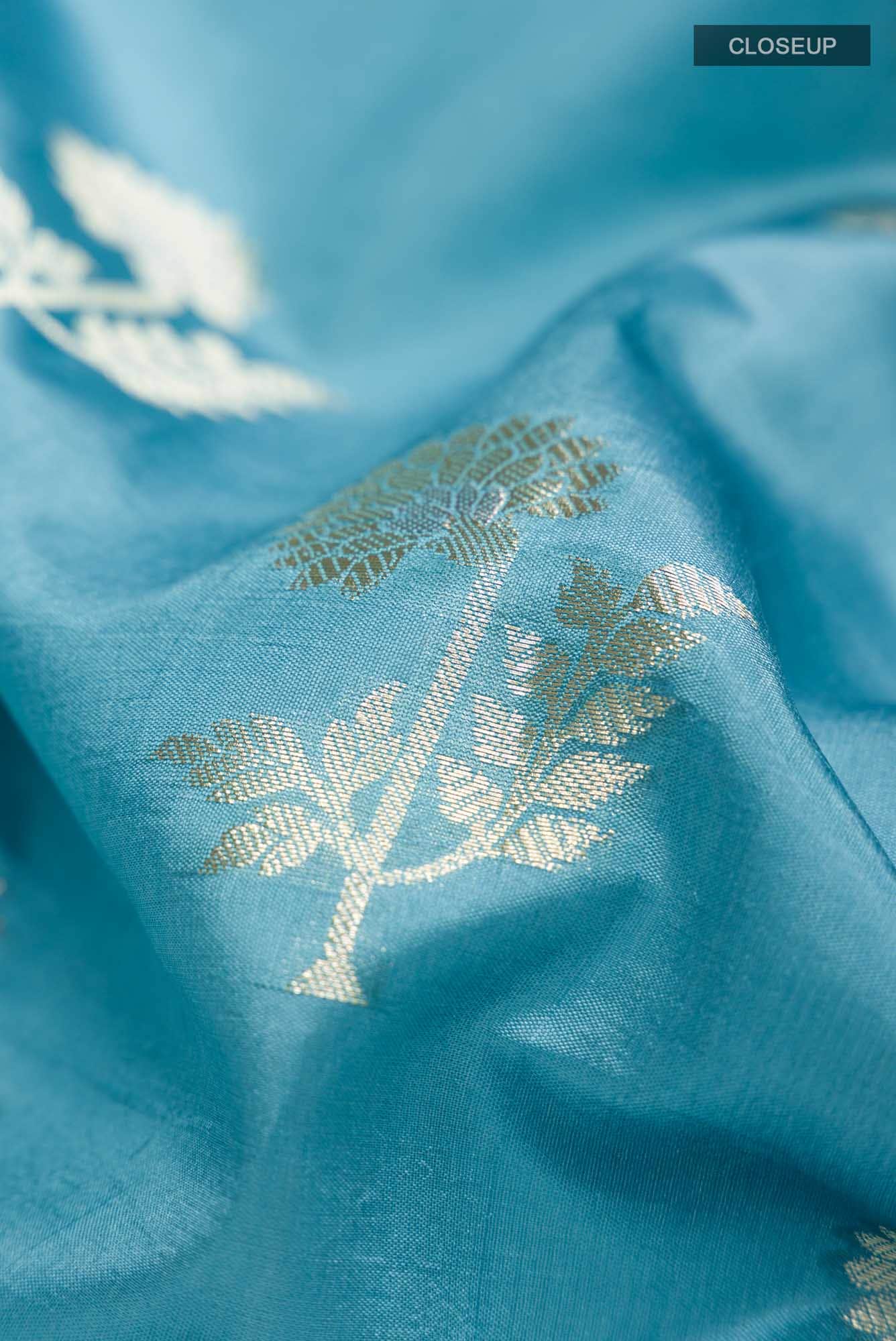 Blue Banarasi Raw Silk Saree