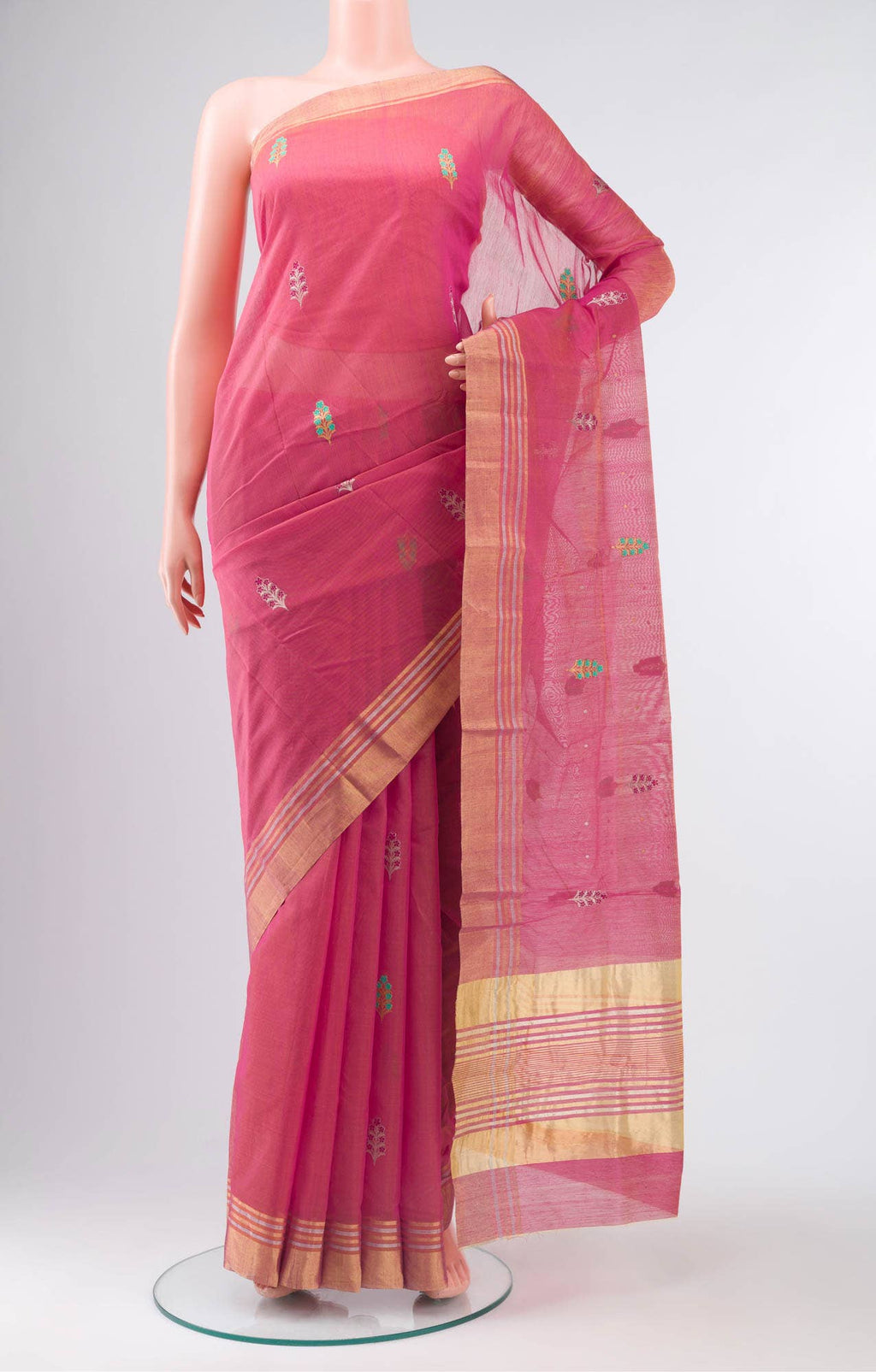 Pink Chanderi Silk Cotton Saree