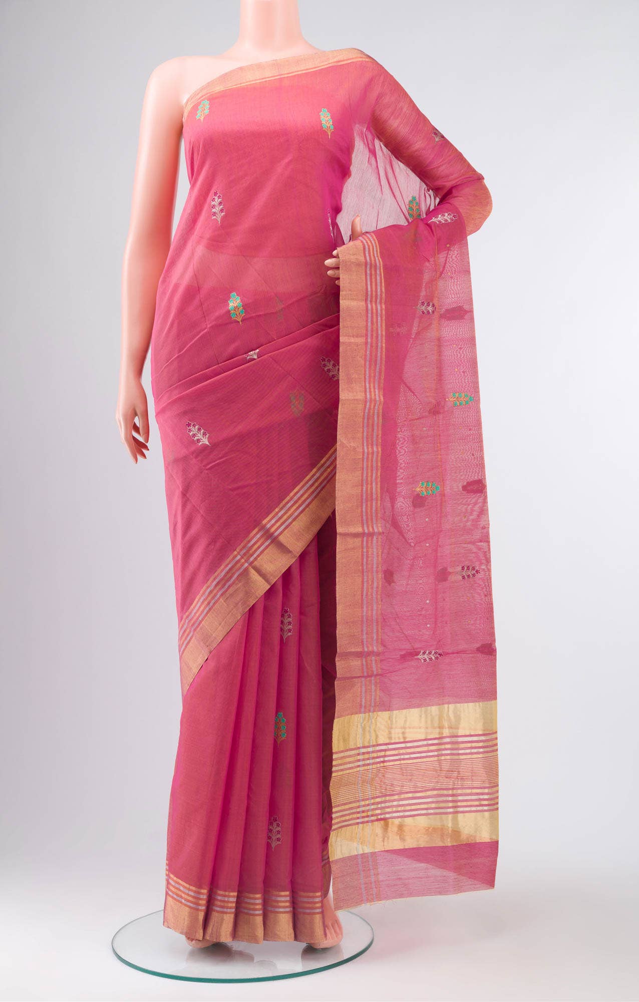 Pink Chanderi Silk Cotton Saree