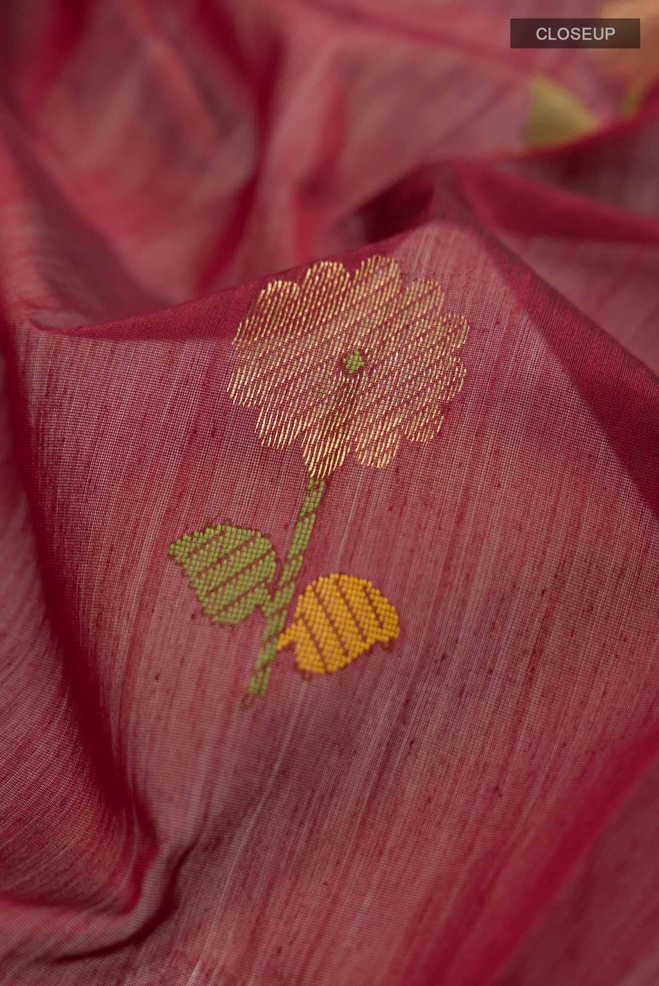 Maroon Chanderi Silk Cotton Saree