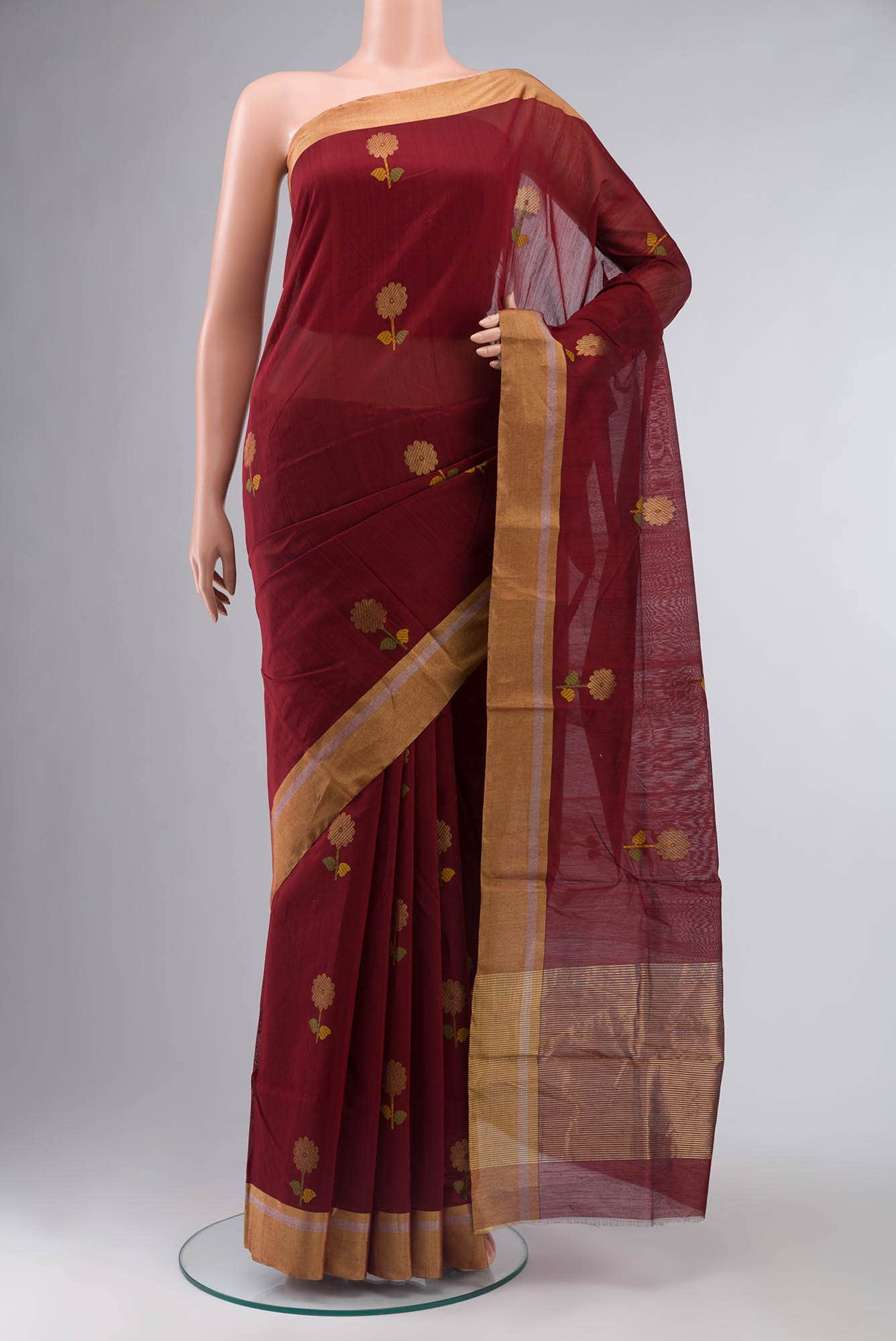 Maroon Chanderi Silk Cotton Saree