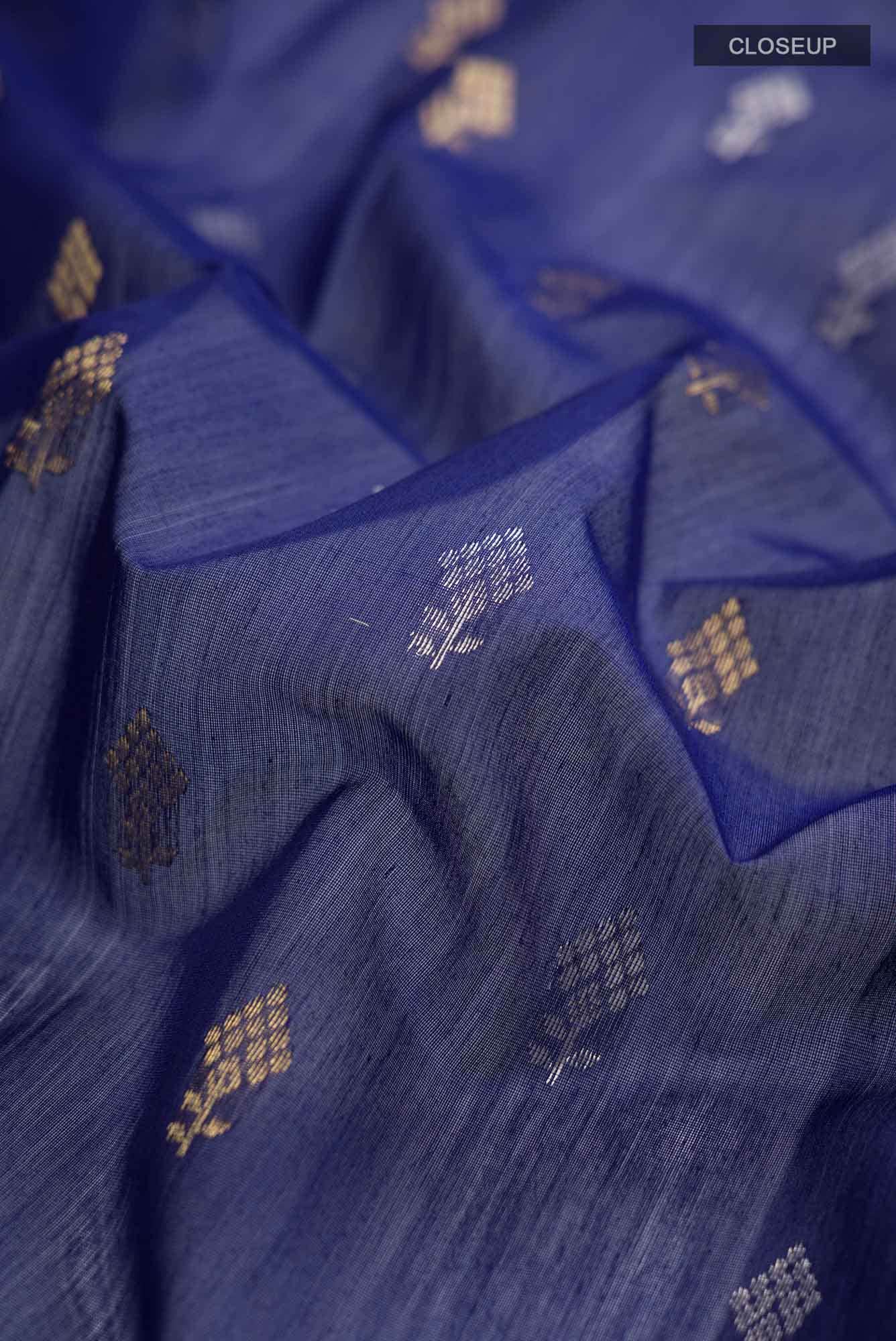 Blue Chanderi Silk Cotton Saree
