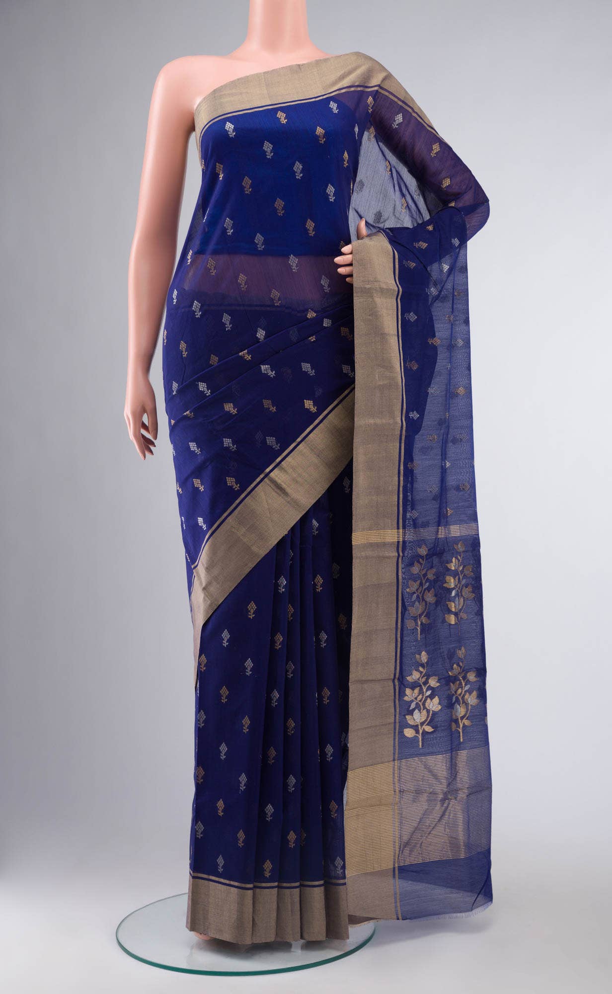 Blue Chanderi Silk Cotton Saree