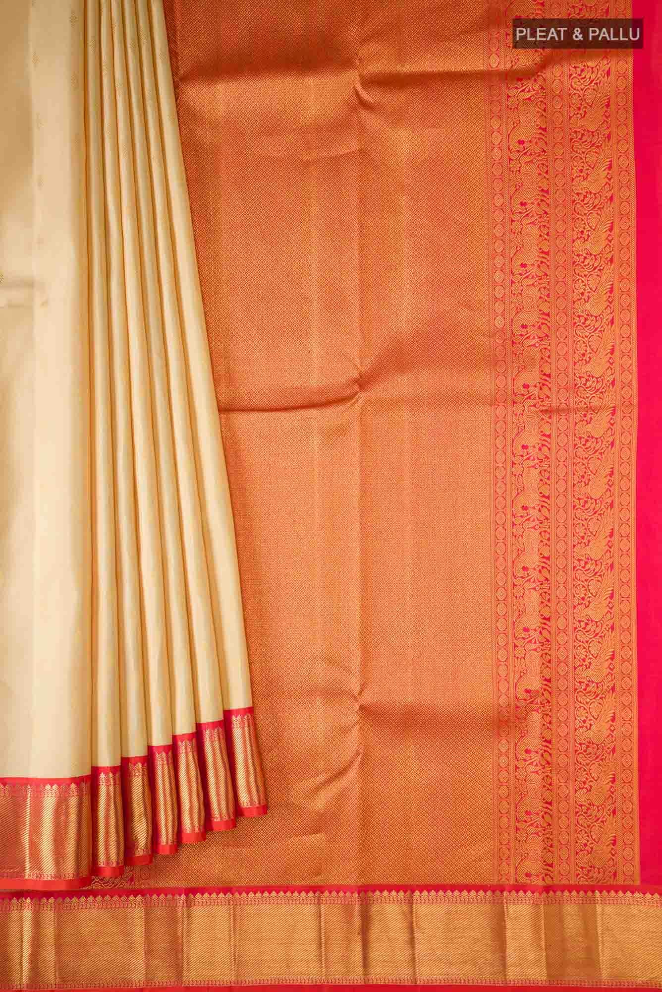 Cream Kanchipuram Silk Saree