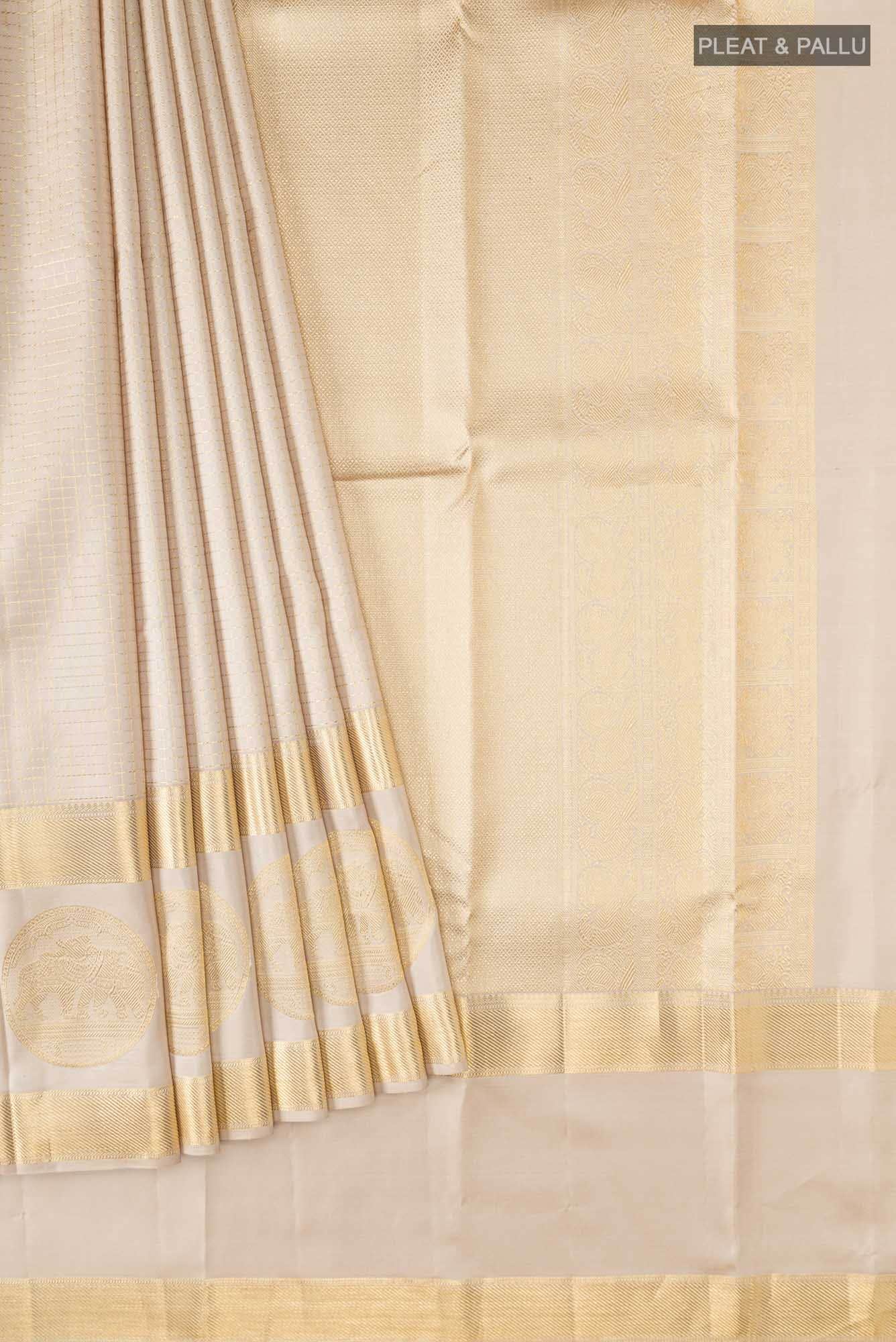 Beige Kanchipuram Silk Saree