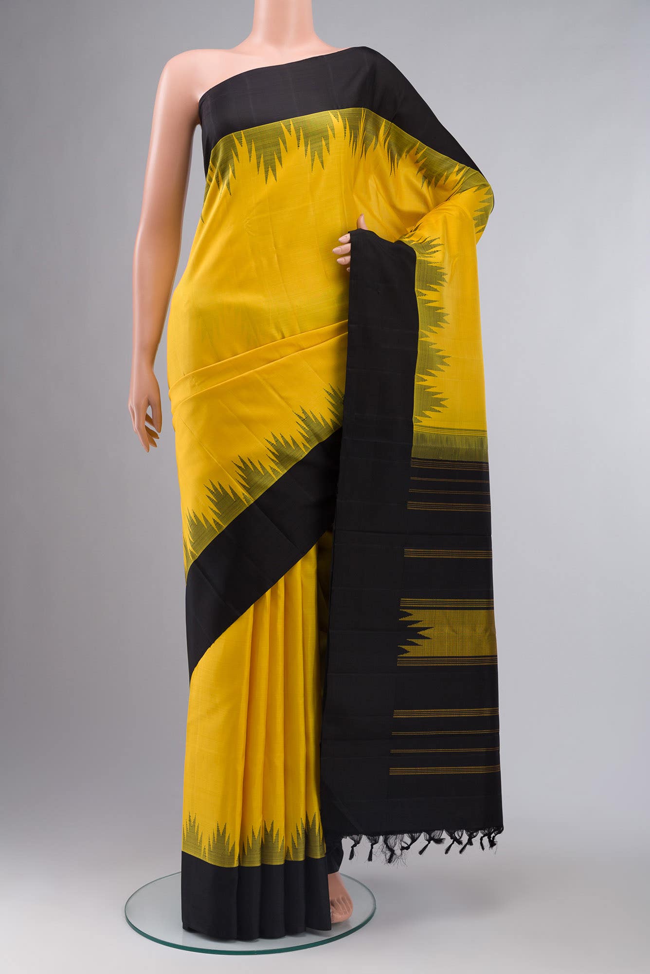 Yellow Kanchipuram Silk Saree