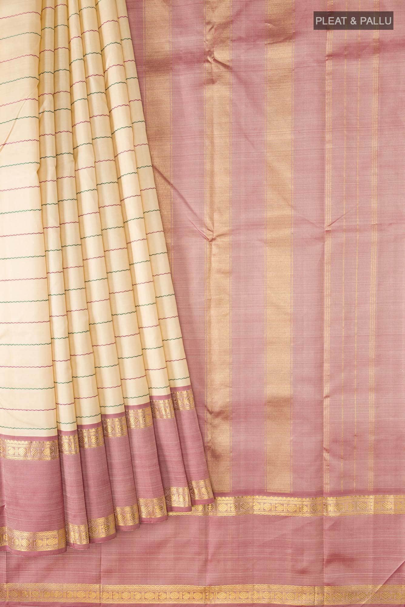 Beige Kanchipuram Silk Saree