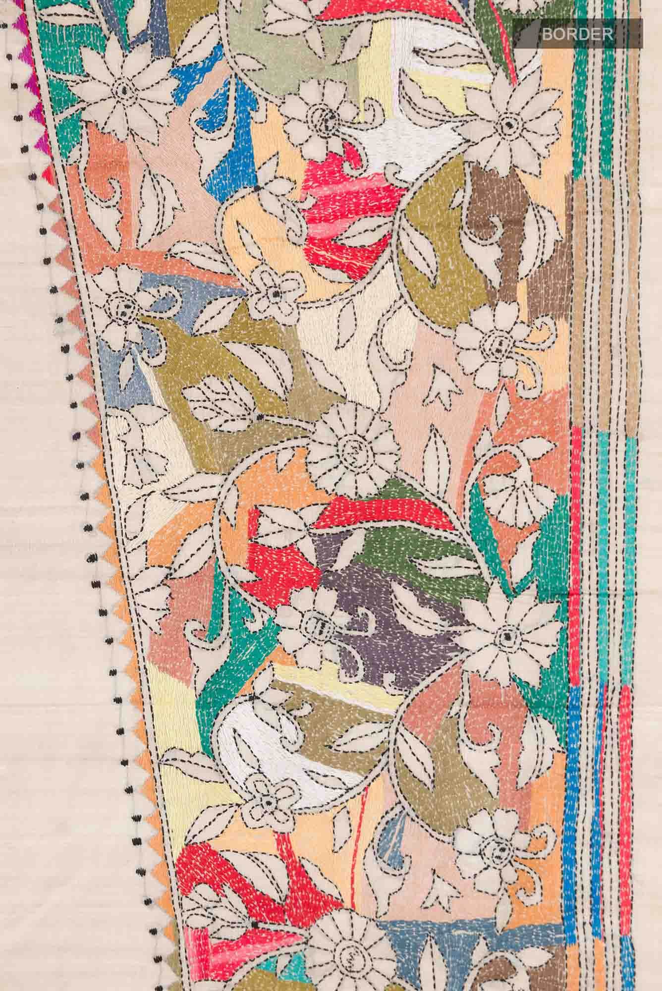 Beige Bhagalpuri Tussar Silk Saree