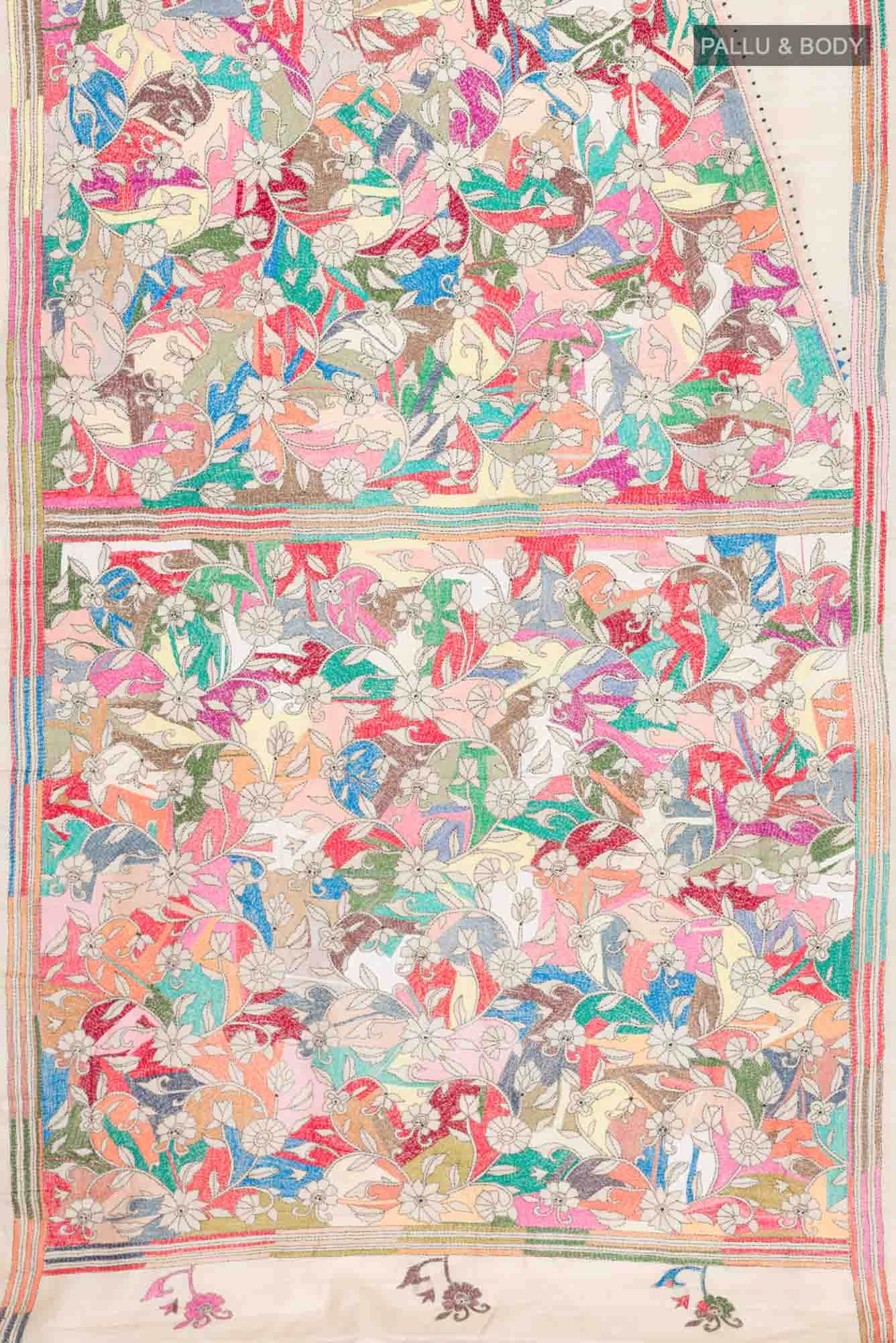 Beige Bhagalpuri Tussar Silk Saree