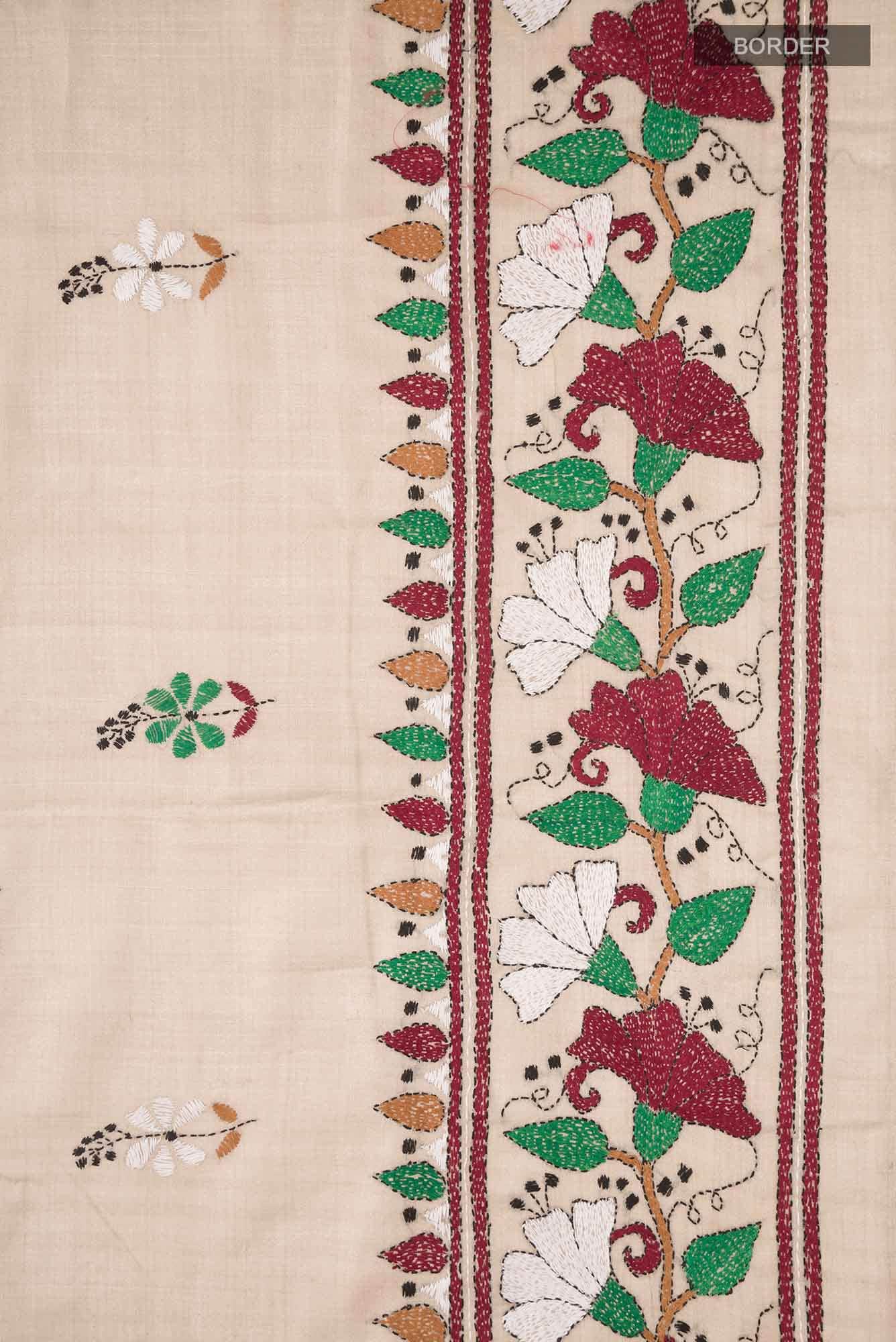 Beige Bhagalpuri Tussar Silk Saree