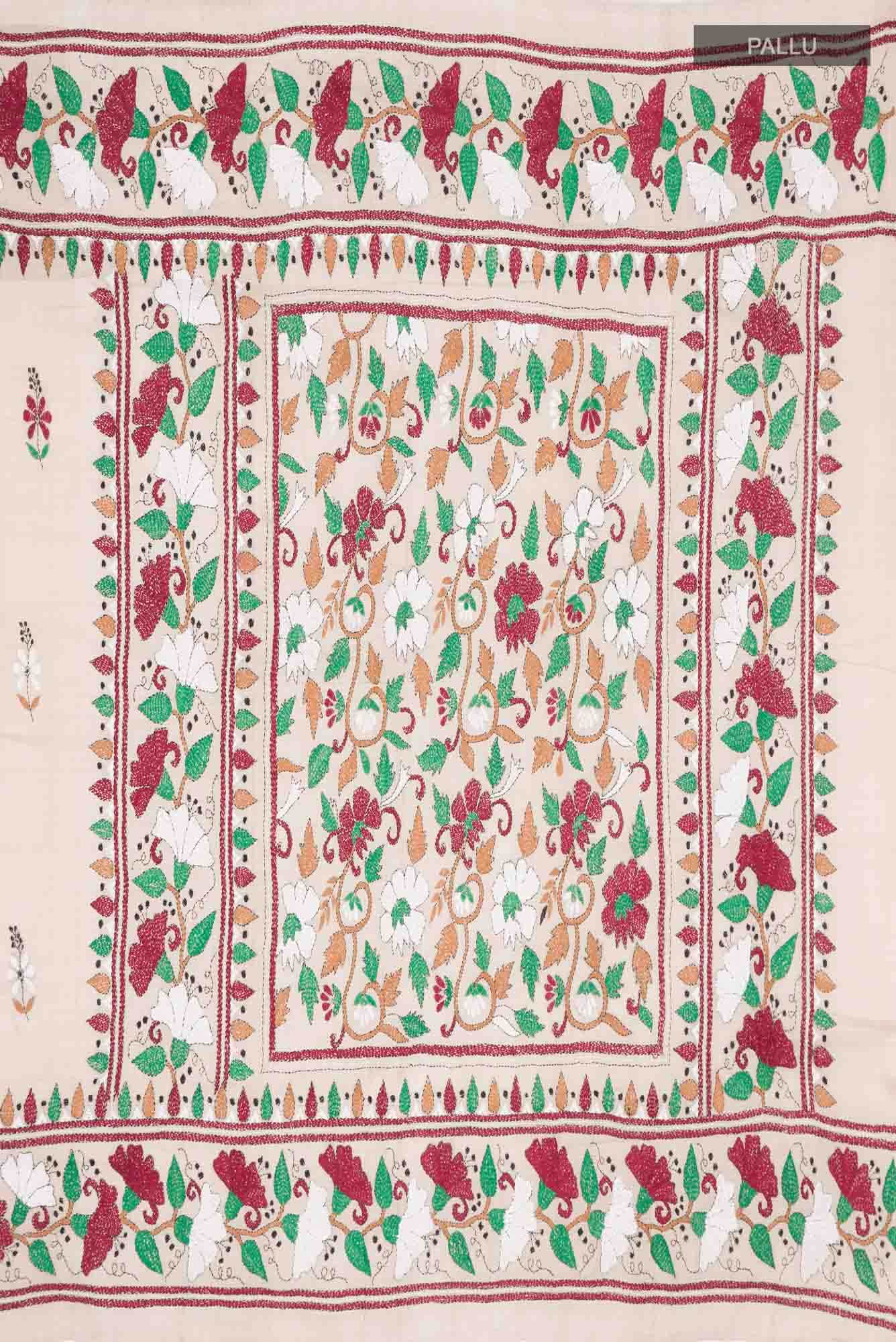 Beige Bhagalpuri Tussar Silk Saree