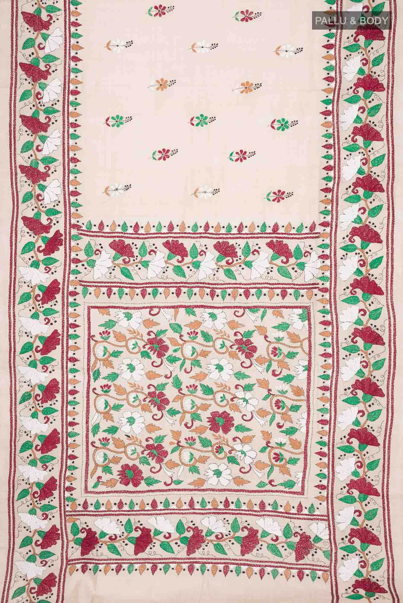 Beige Bhagalpuri Tussar Silk Saree