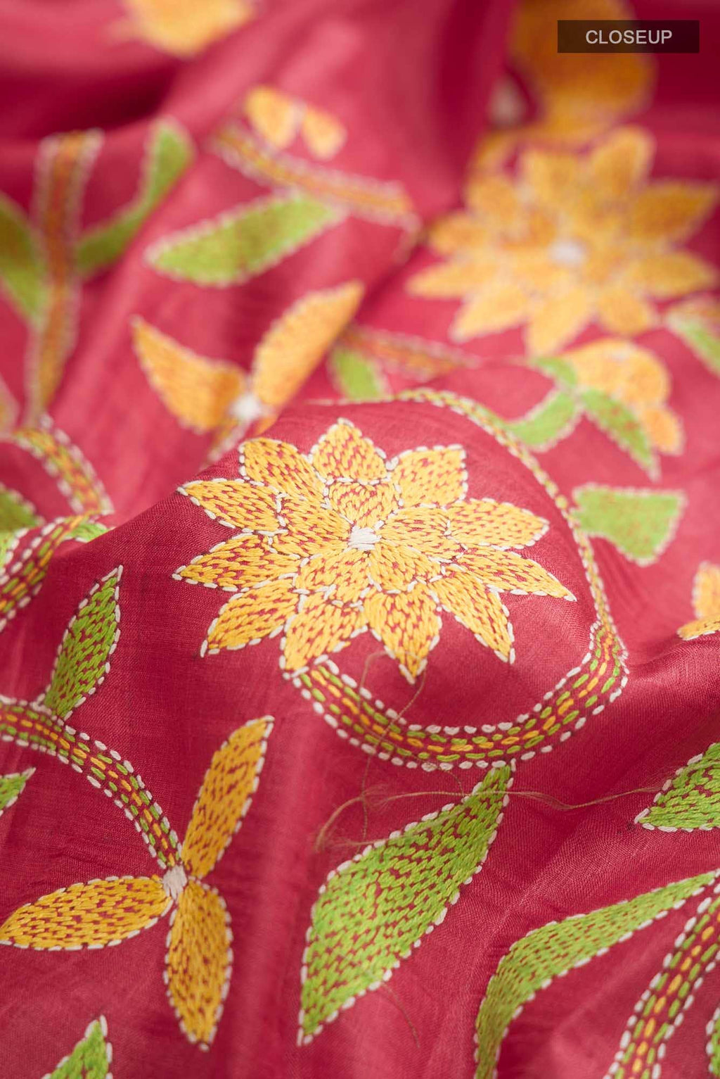 Red Bhagalpuri Tussar Silk Saree