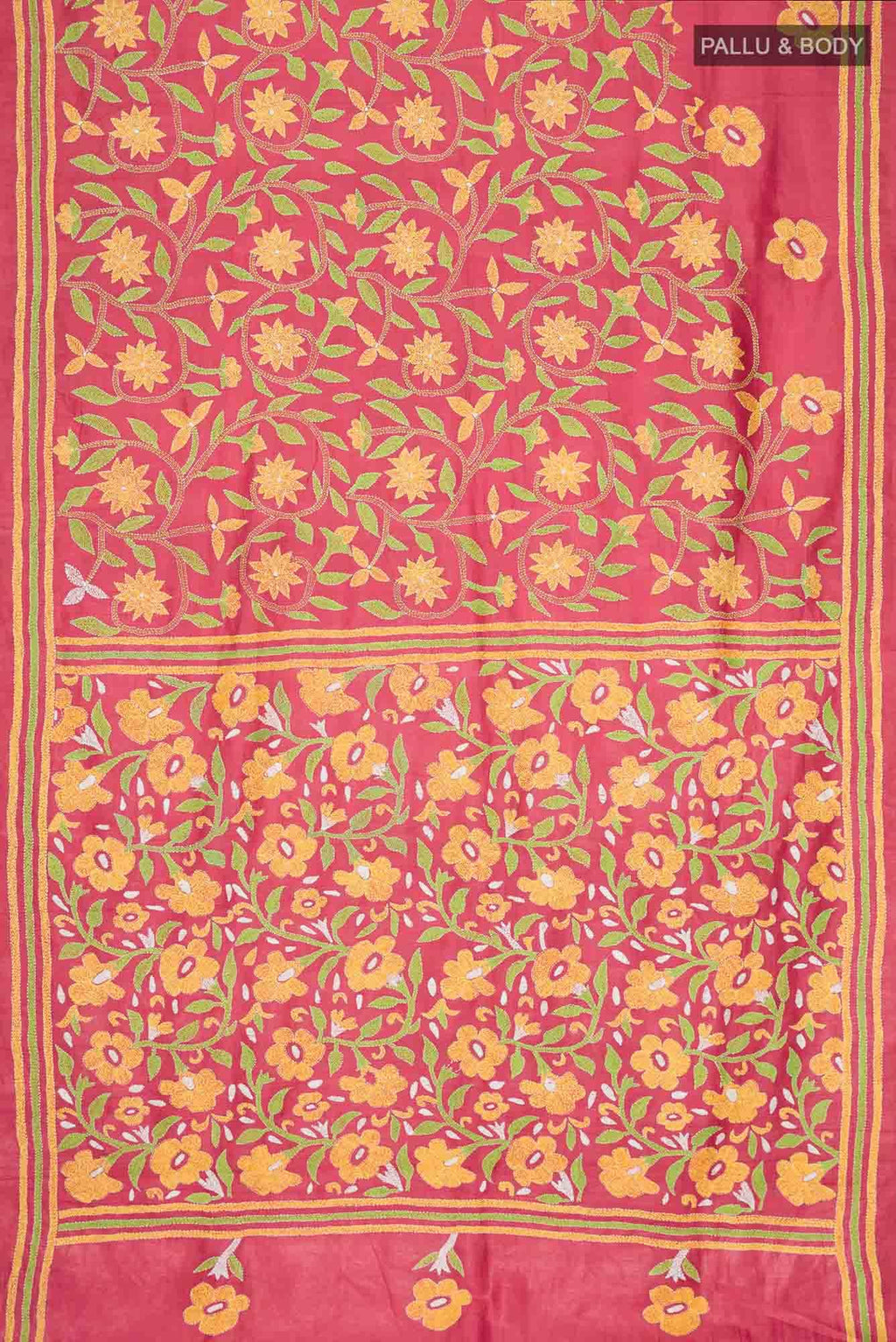 Red Bhagalpuri Tussar Silk Saree