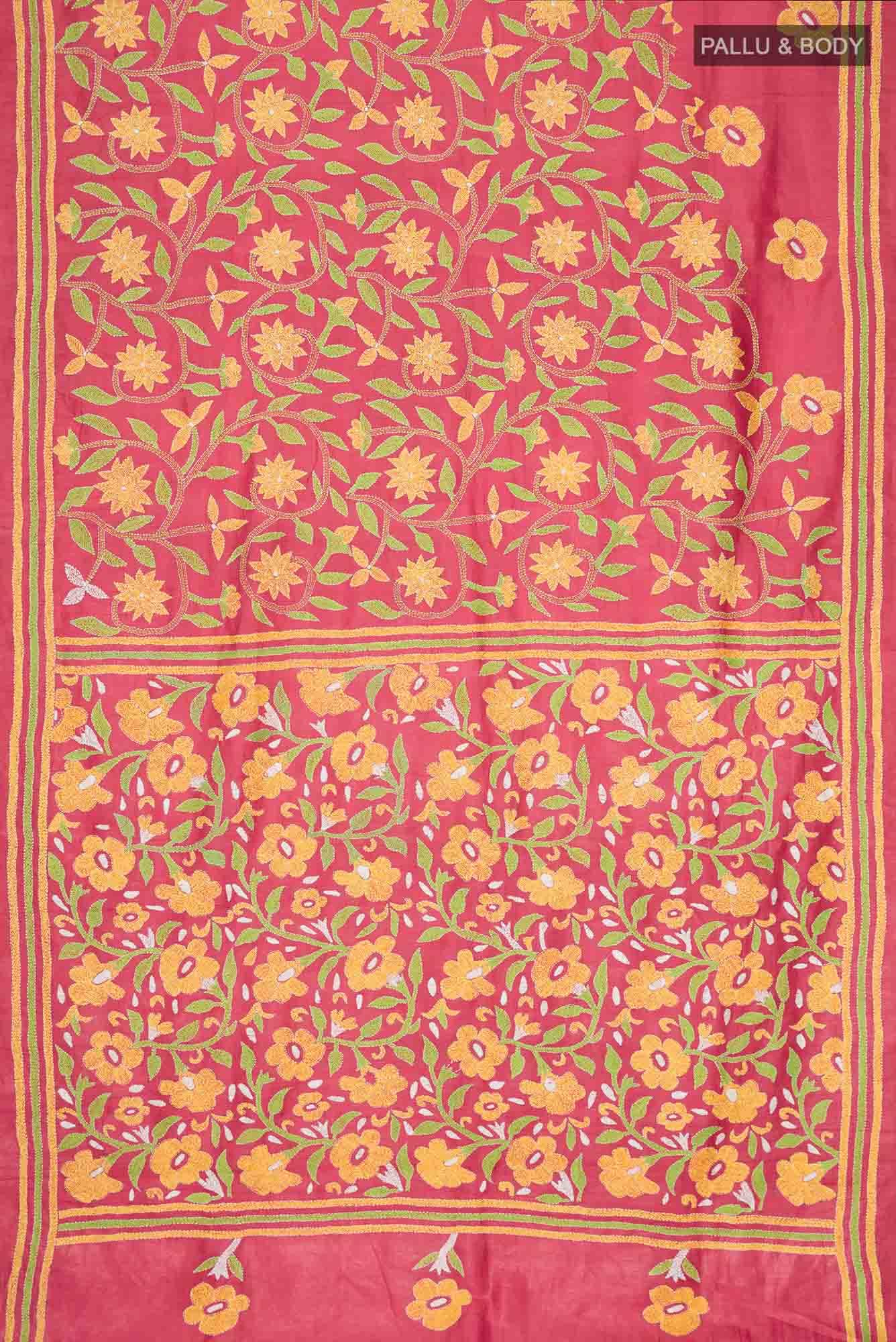 Red Bhagalpuri Tussar Silk Saree