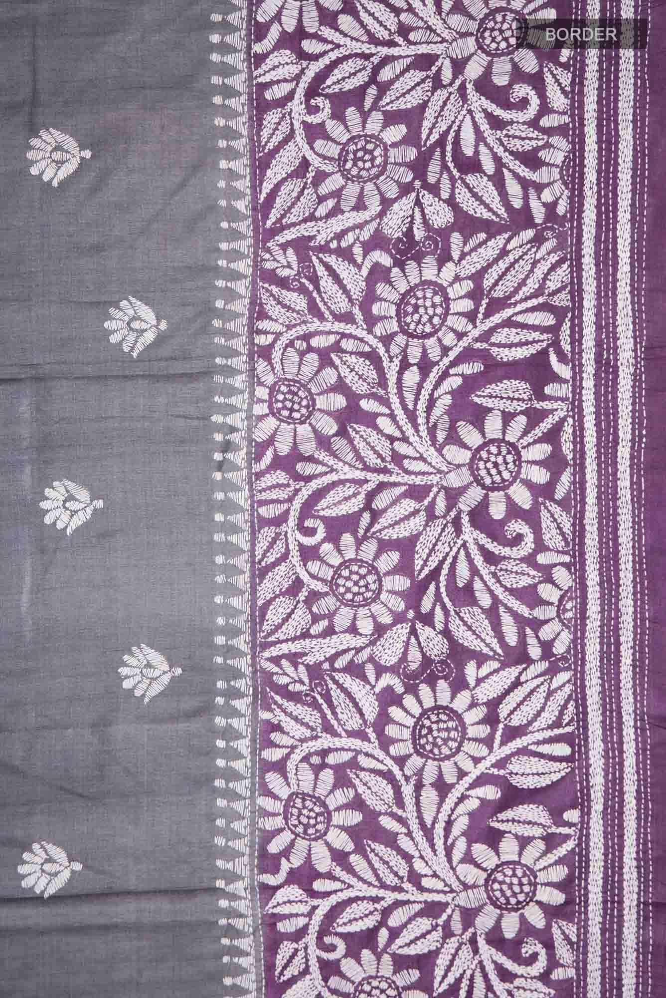 Lavender Bhagalpuri Tussar Silk Saree