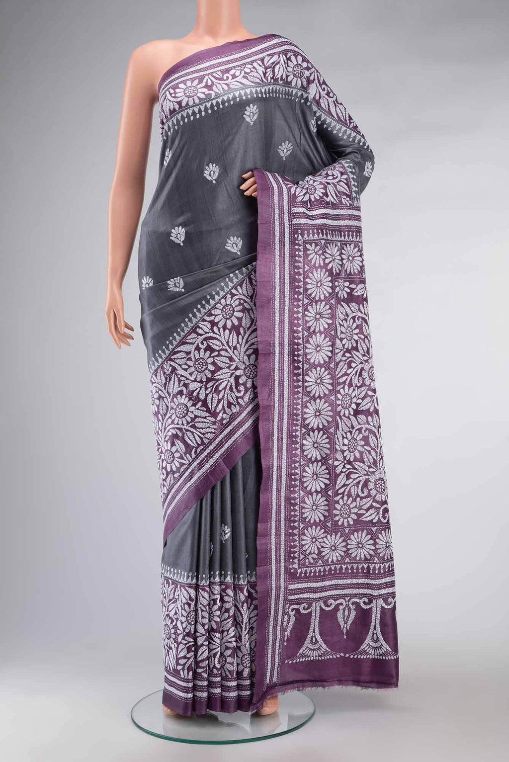 Lavender Bhagalpuri Tussar Silk Saree